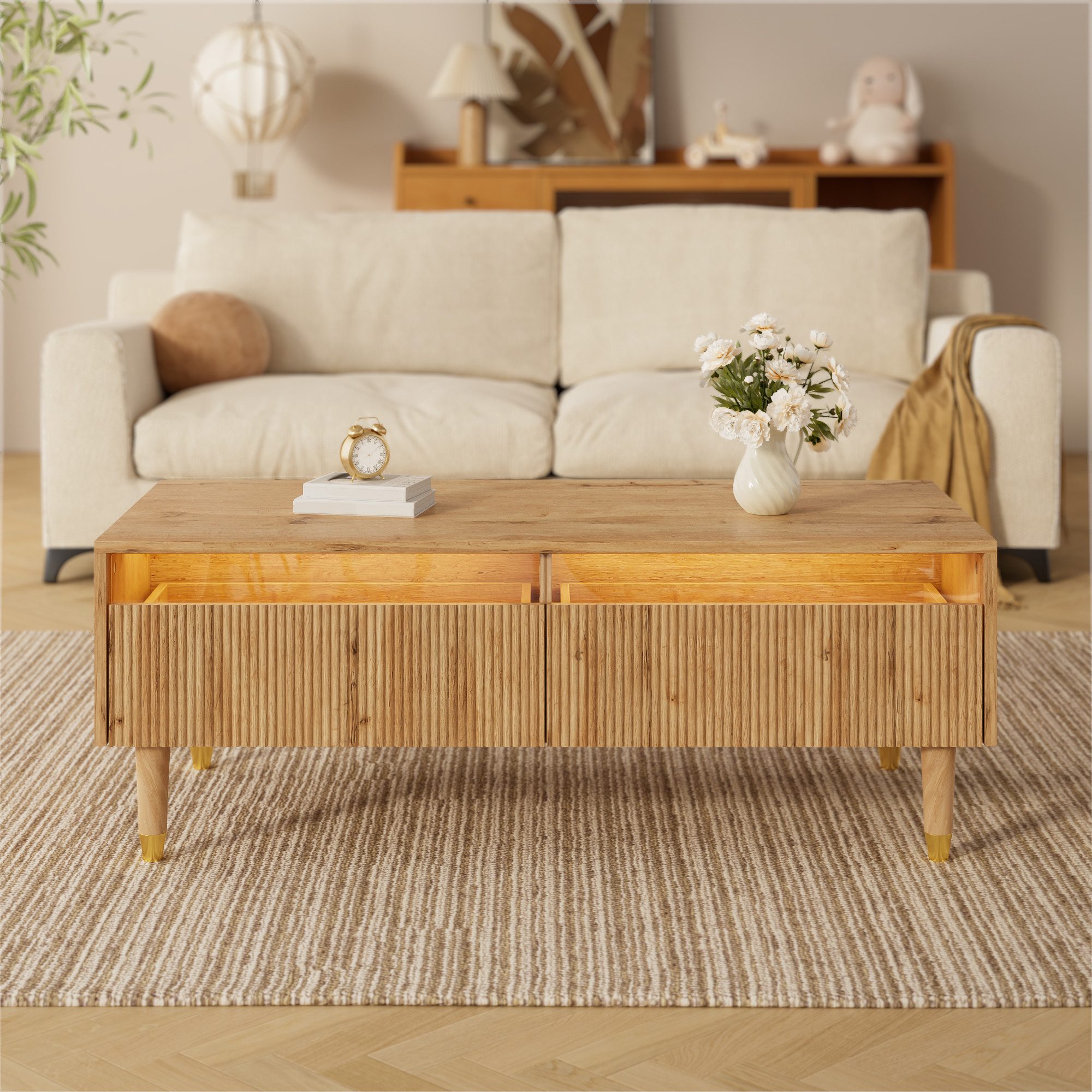 Ulife Couchtisch Wohnzimmertisch, Sofatisch mit zwei günstig online kaufen