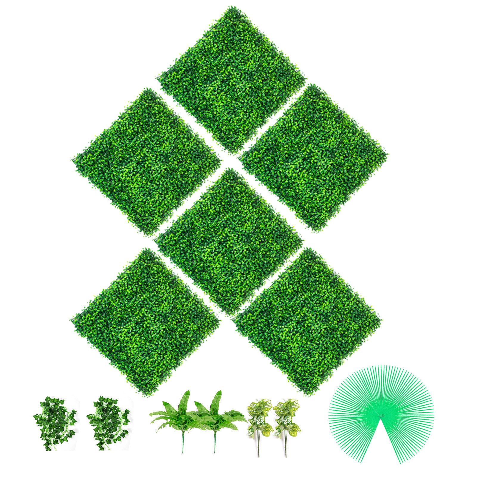 Künstliche Zimmerpflanze VEVOR Künstliche Efeu 6 Stk. 50,8x50,8cm Sichtschutzhecke aus 100% PE, VEVOR