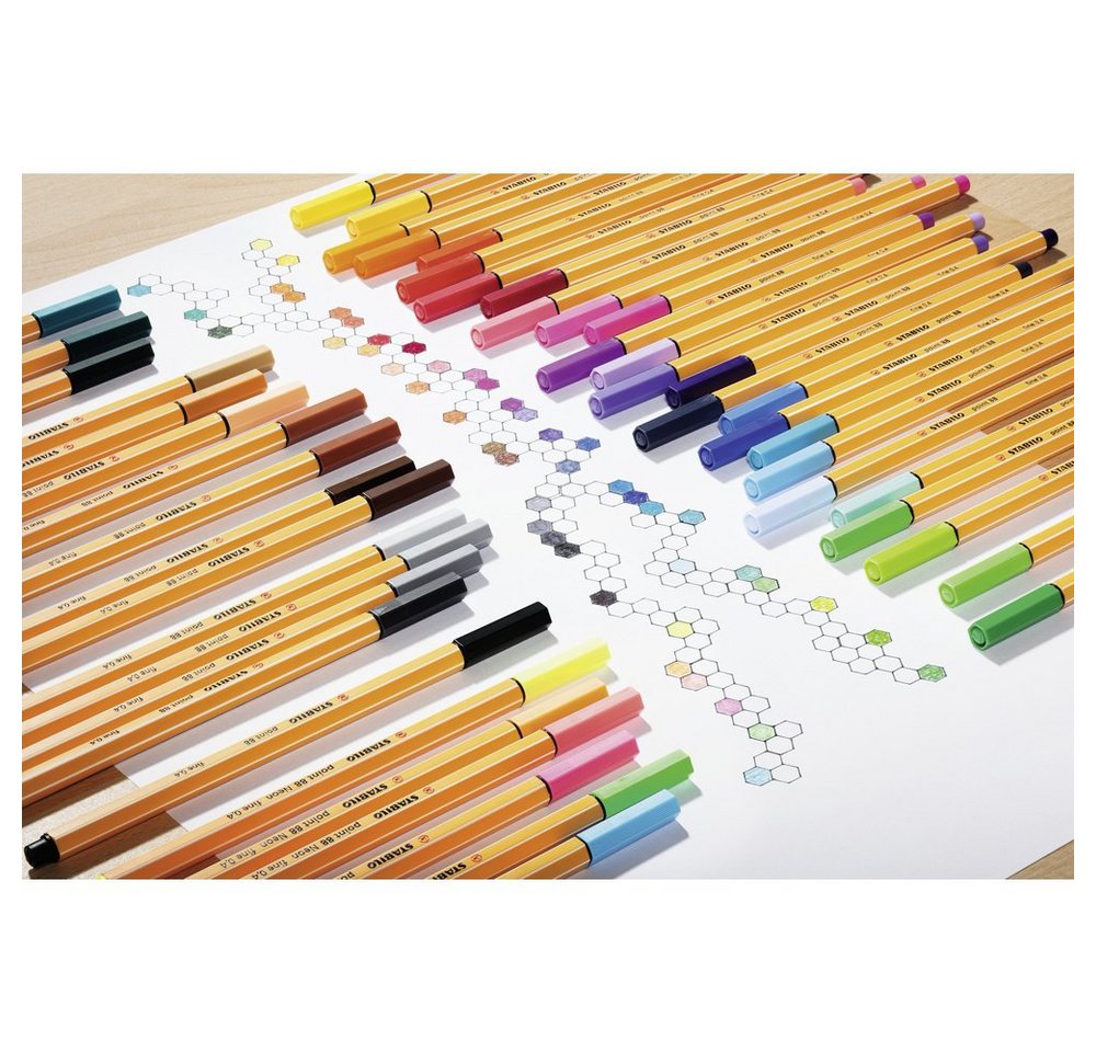Thumbnail - STABILO Fineliner STABILO point 88 8810 Fineliner Rot, Blau, Grün, Schwarz, Gelb, Orange