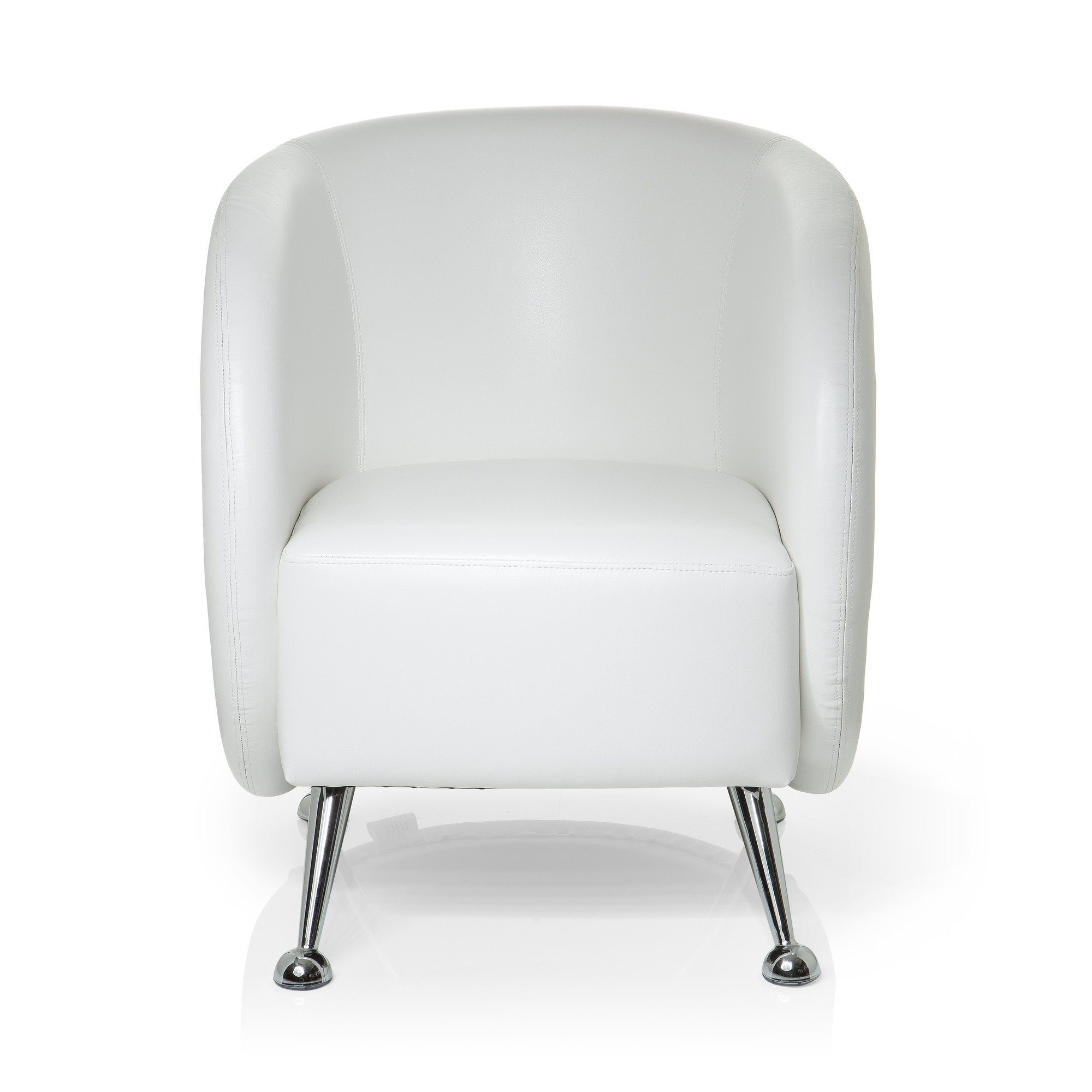 hjh OFFICE Loungesessel Polstersessel ST. LUCIA Kunstleder mit Armlehnen, Sessel pflegeleicht Weiß | Weiß