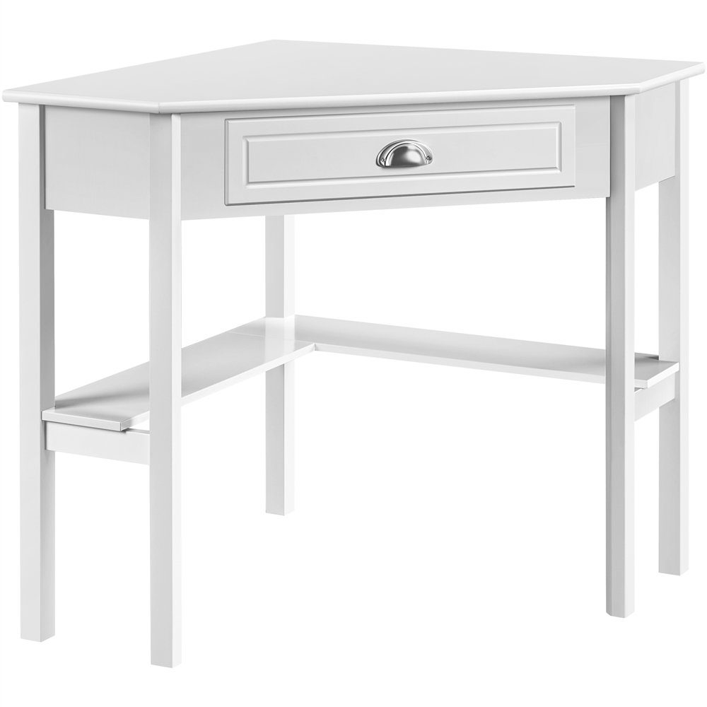 Yaheetech Schreibtisch, Ecktisch Platzsparender Computertisch mit Schublade weiß