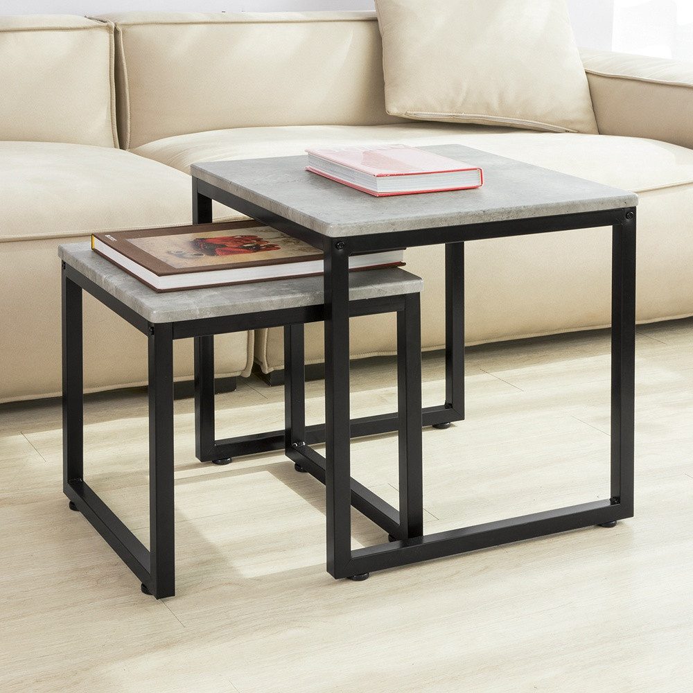 SoBuy Satztisch FBT42, Wohnzimmertisch, Tisch-Set, 2er Set Couchtisch Beistelltisch 2-teilig Satztisch Sofatisch