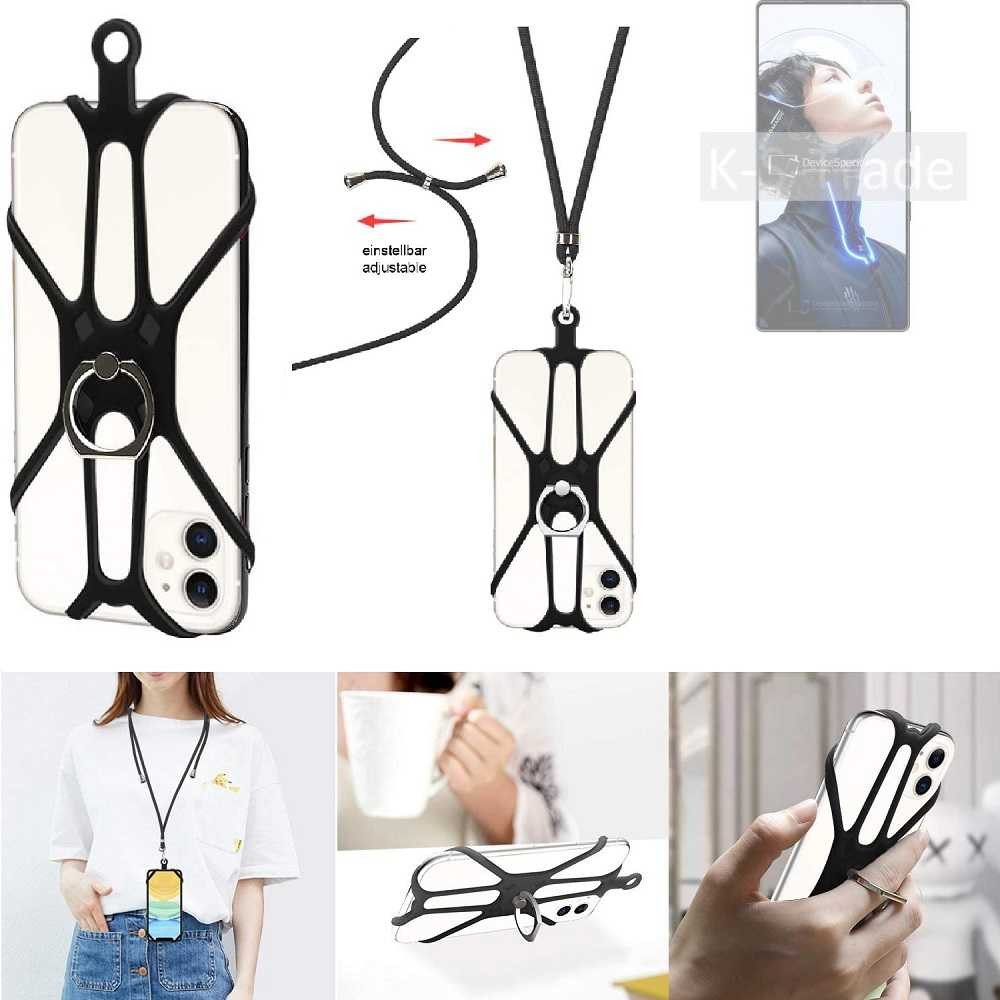 K-S-Trade Handyhülle für REDMAGIC 11 Pro, 3in1 Handykette Handyband Handykordel Halsband Smartphone-Ring