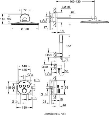 Grohe Duschsystem Smart Control, 1 Strahlart(en), Packung, mit langlebieger und scheinender Oberfläche