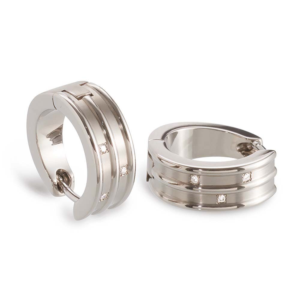 Boccia Paar Creolen Boccia Creolen 05047-02 Titan mit Diamanten (kein Set, 2-tlg., inkl. edelm Schmucketui)