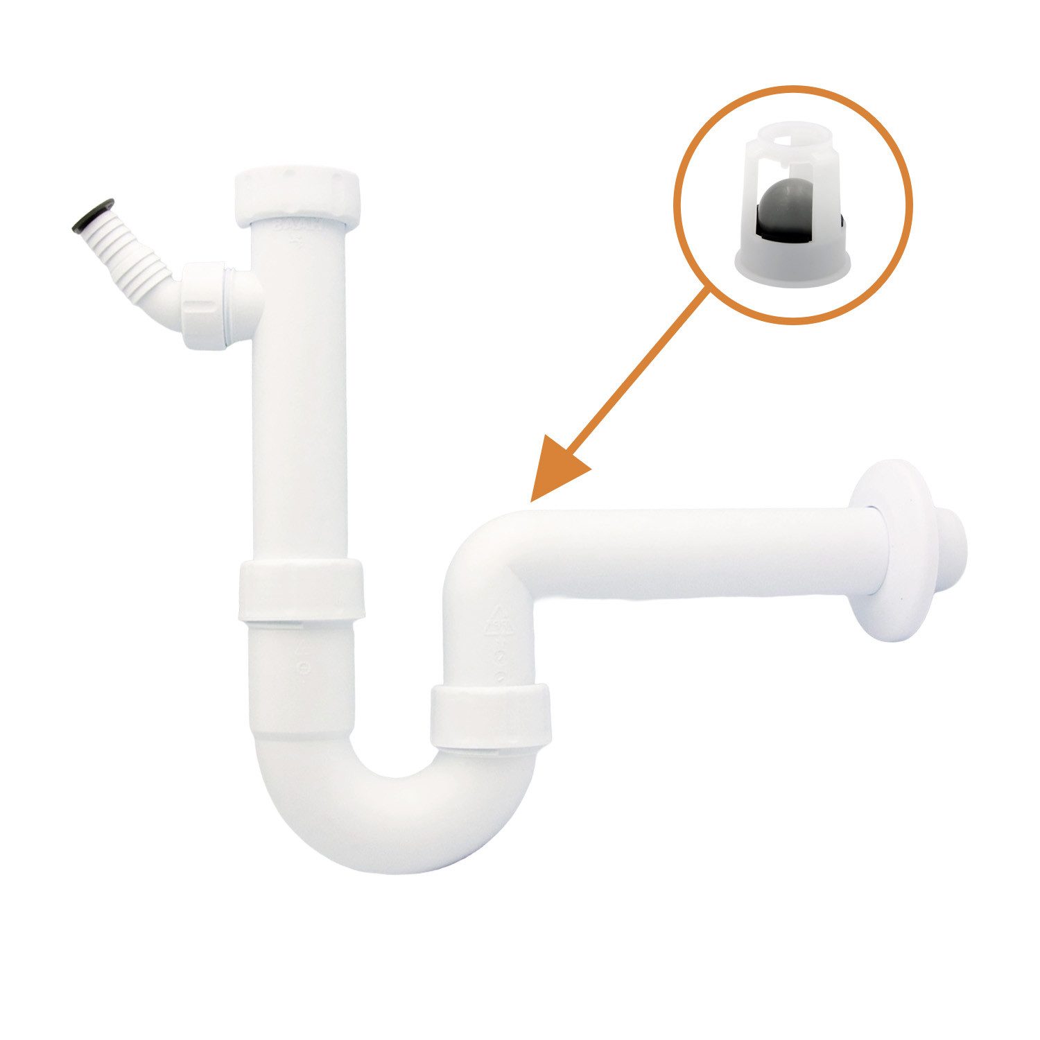 Haas Otto Siphon PP-Kugelverschluss-Siphon 1¼" und 1½" mit Geräteanschluss DN40