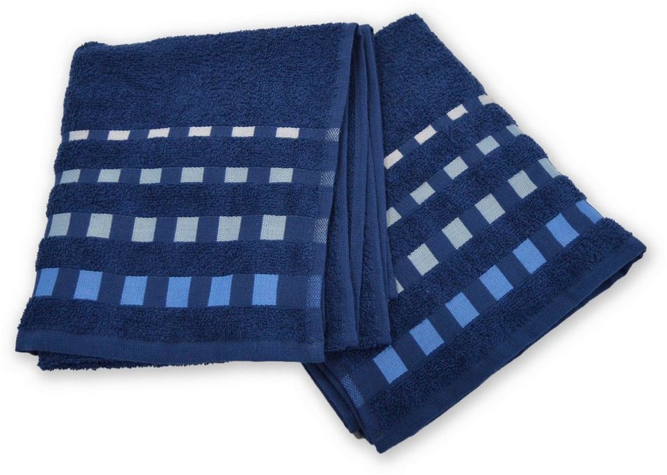 KiNZLER Handtuch Set Duschtuch Kreta, Walkfrottee, (Set, 2-tlg), Uni Farben,  mit Bordüre, angenehm weich und flauschig, 100% Baumwolle