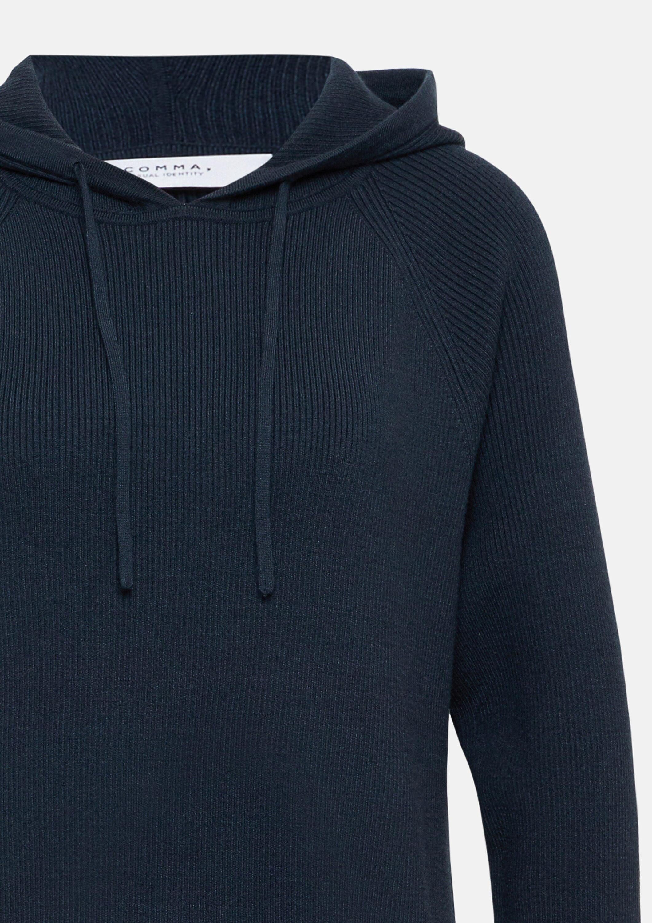 comma Midikleid Kleid Strickkleid mit Kapuze und Raglanärmeln