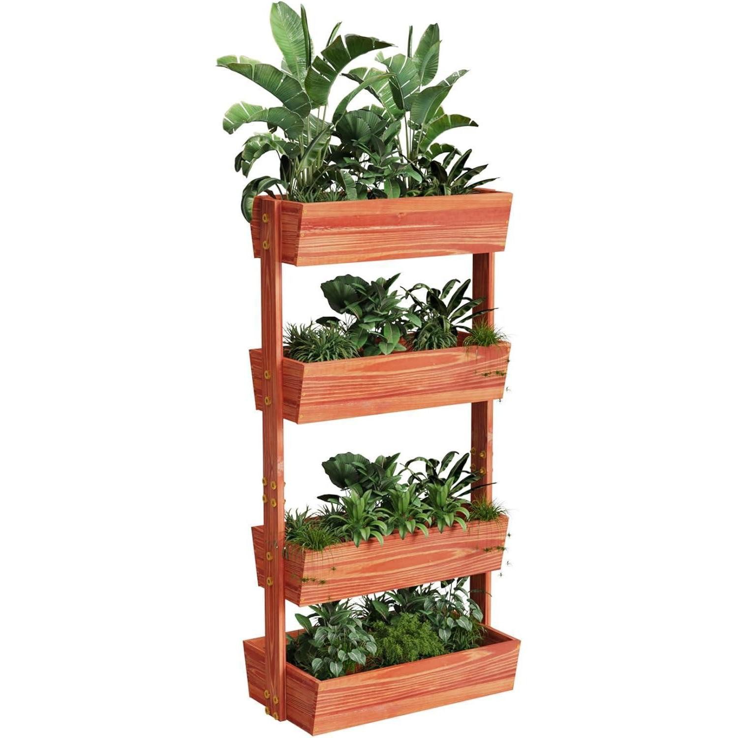 LuxusKollektion Hochbeet Vertikalbeet mit 4 Kästen aus Tannenholz, verstellbar, für