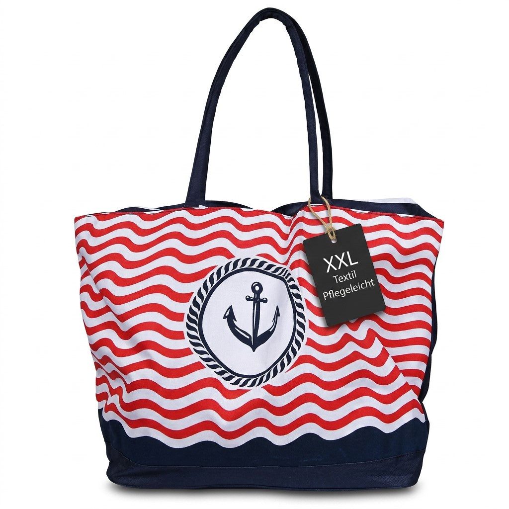 Henkeltasche XXL Badetasche Textil - Große Strandtasche maritim