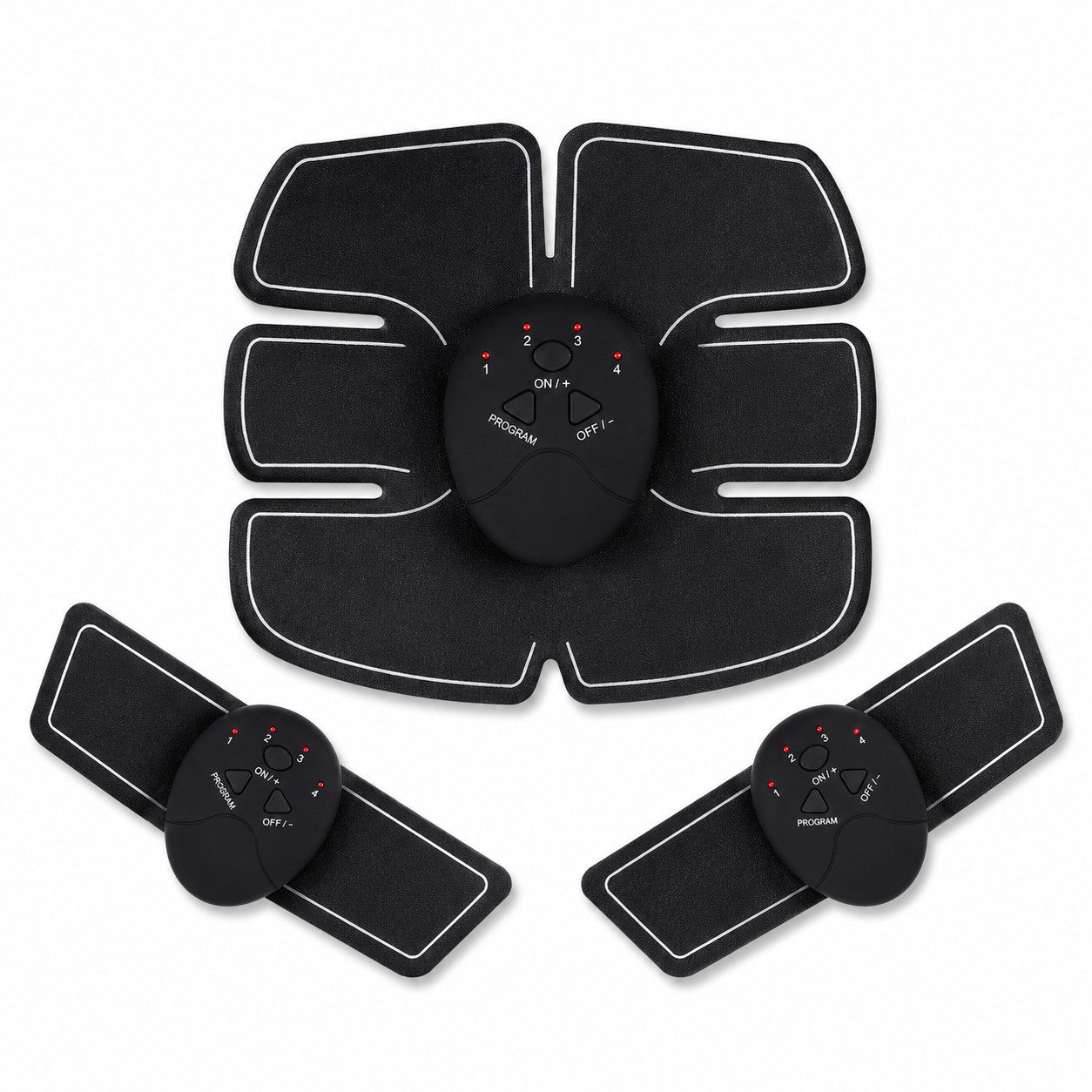 Tekoo EMS-Bauchmuskeltrainer EMS Muskelstimulationsgerät Bauch- und Armtrainer USB Set, (Kombipaket (Bauch- und Arm-Pads), 3-teiliges Set für das Ganzkörpertraining), USB-aufladbar, 3-Kanal-Steuerung
