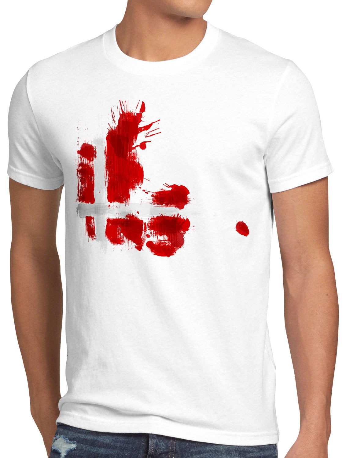 style3 Print-Shirt Herren T-Shirt Flagge Dänemark Fußball Sport Denmark WM EM Fahne weiß