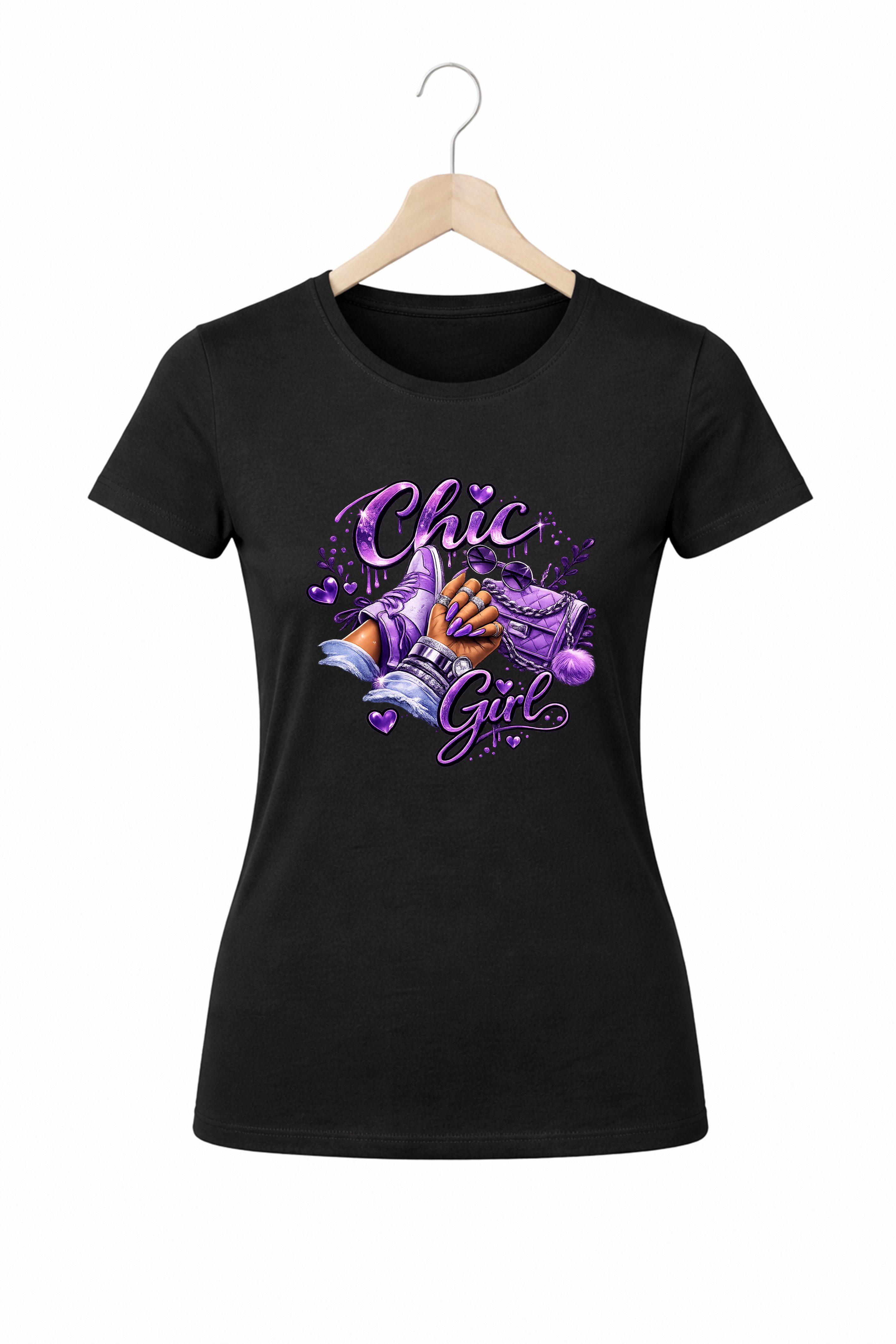 Banco T-Shirt Damen Chic Girl Print Baumwolle Rundhals Casual Style Damen Oberteil Chic Girl Print Baumwolle Rundhals Casual Stylelook