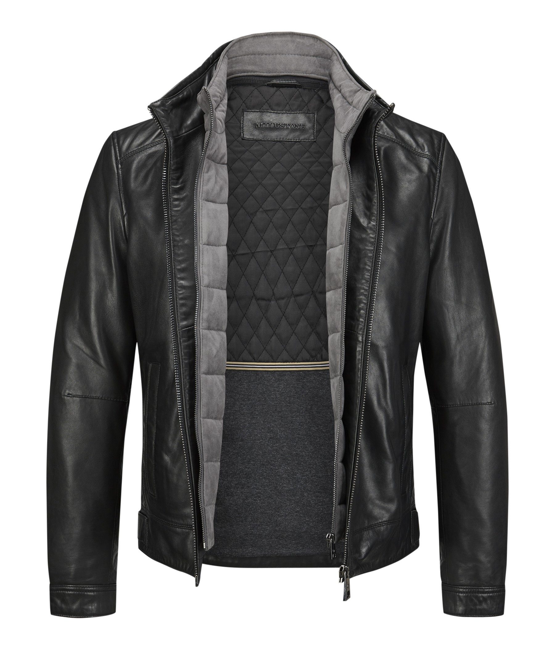 Milestone Lederjacke MSBarney aus Lammleder mit abnehmbarem Windschutz günstig online kaufen