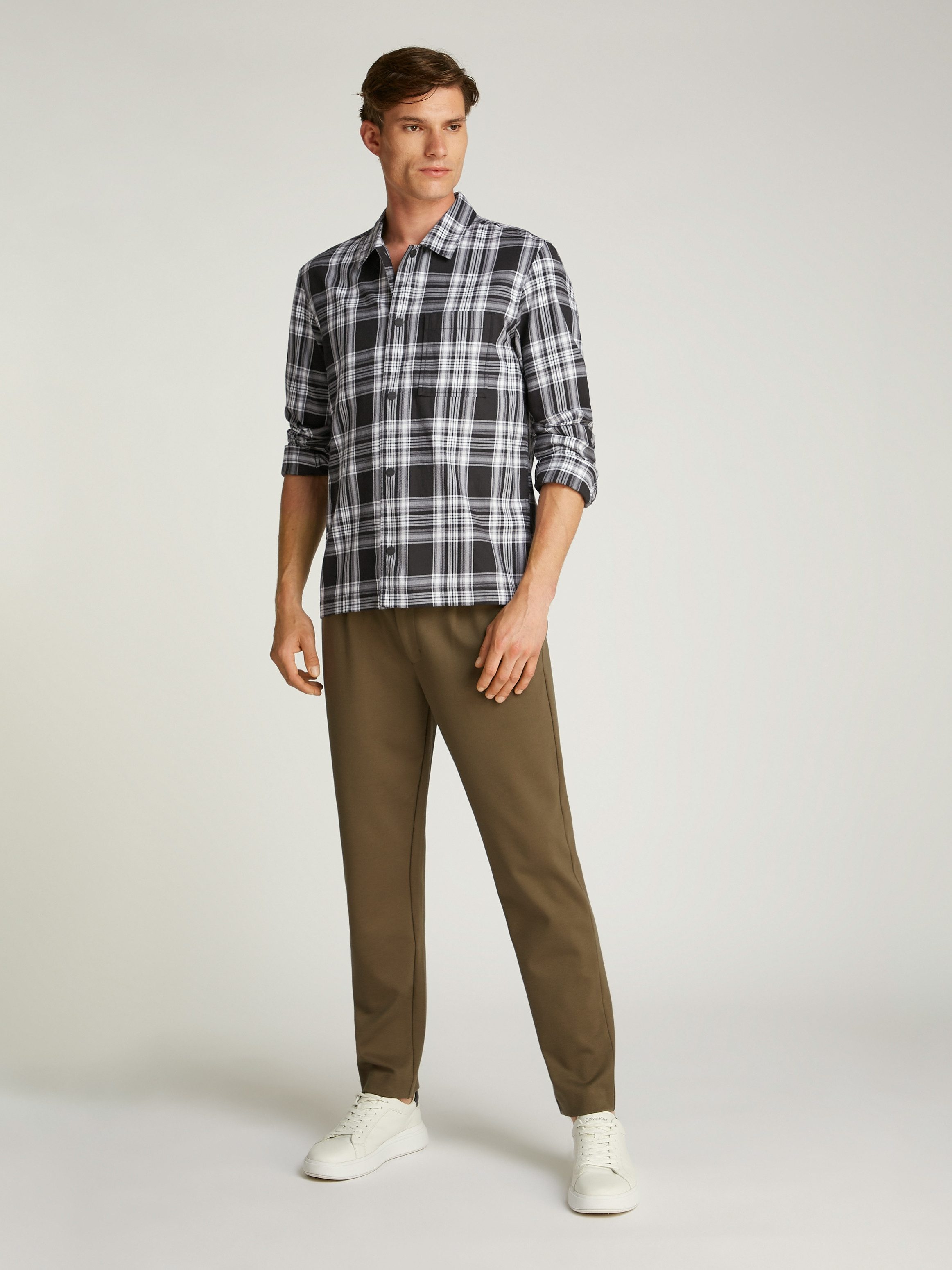 Calvin Klein Jeans Karohemd TWILL CHECK SNAPS OVERSHIRT mit Logoprint – Bild 4 von 5