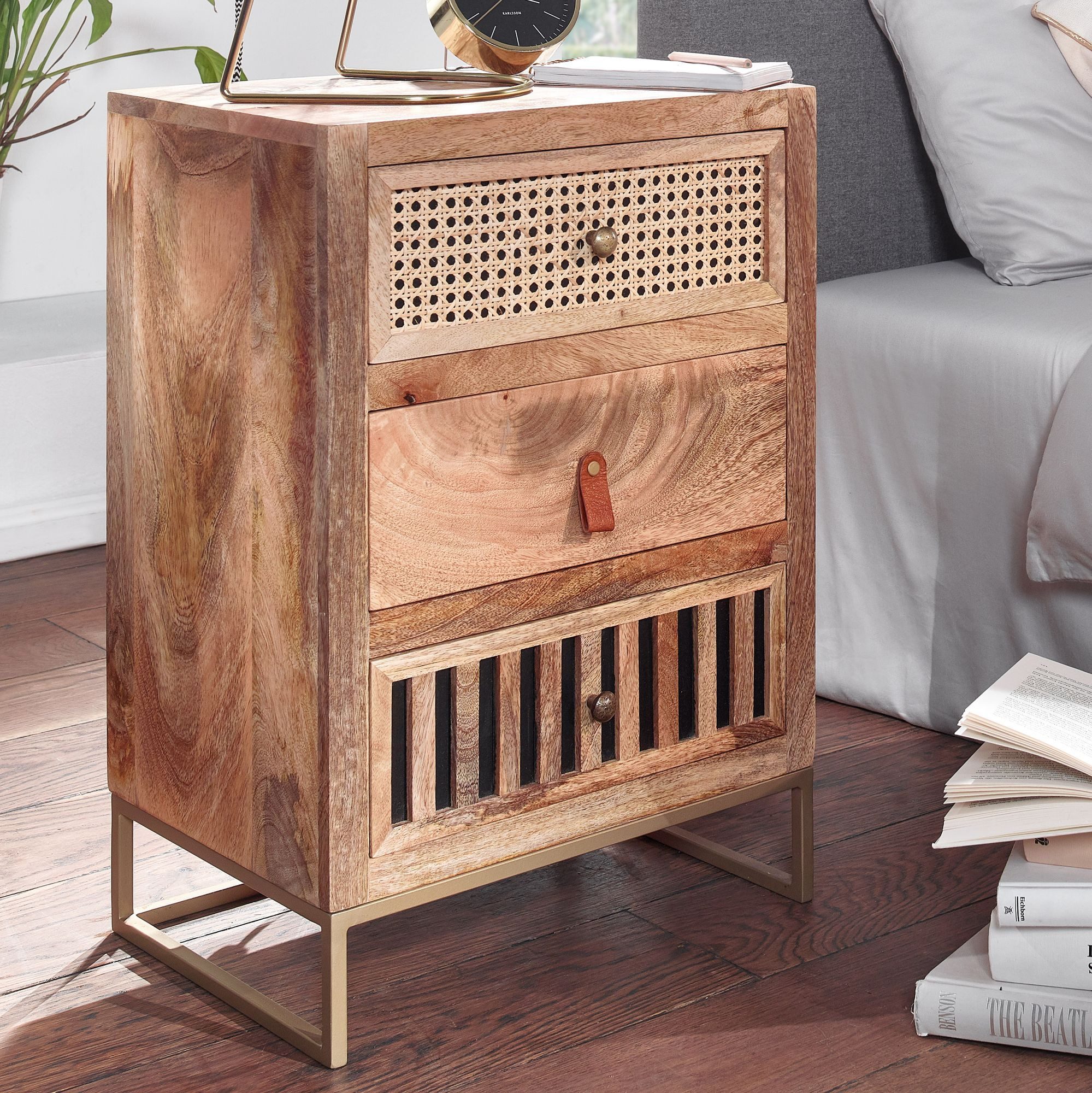 FINEBUY Nachttisch FB71557 (Mango Massivholz / günstig online kaufen