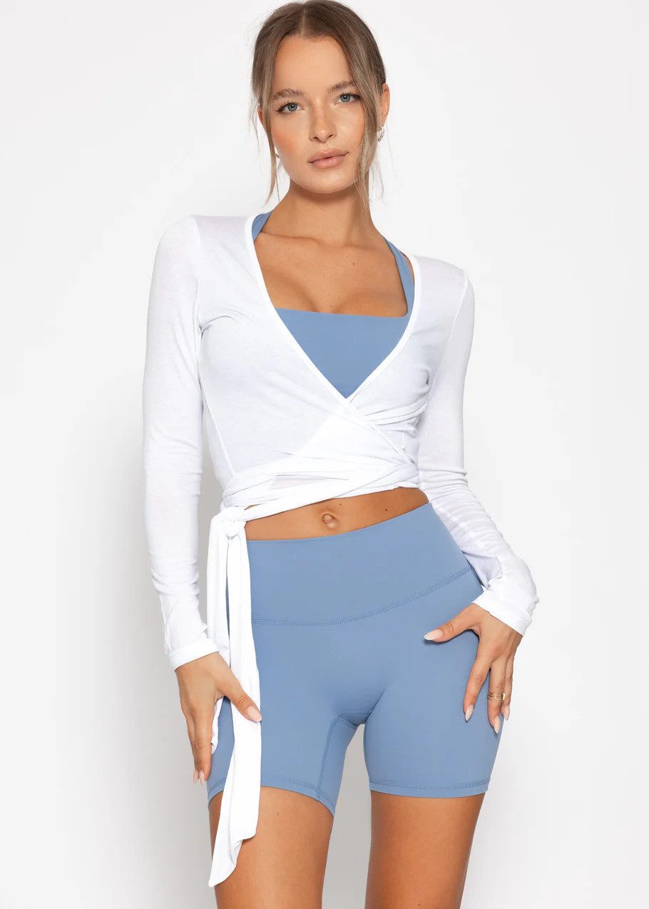 SASSYCLASSY Kurzarmshirt Langarm Shirt zum Wickeln für Damen Elastisches Wi günstig online kaufen