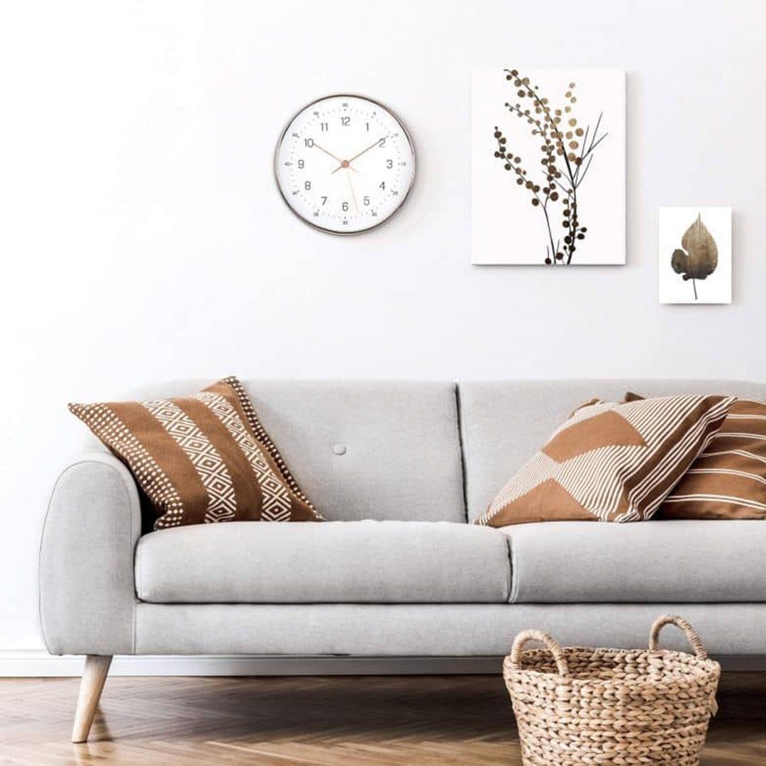 Wall-Art Wanduhr Modern Ø 25 cm Weiß und Roségold-Optik günstig online kaufen