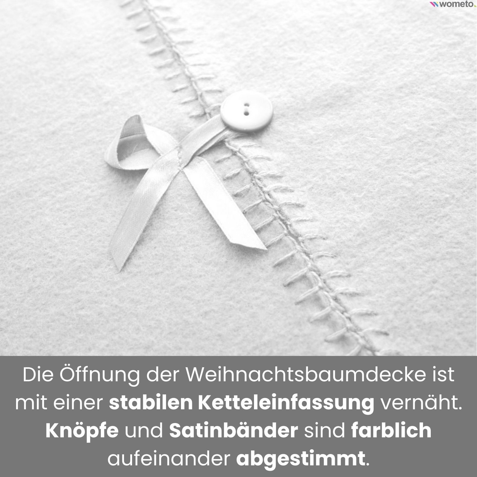 wometo Baumteppich Weihnachtsbaumdecke / Baumunterlage mit Knöpfen & Satin-Schleifen, Rund, OEKO-TEX®, Tannenbaum-Decke mit Knöpfen & Satin-Schleifen