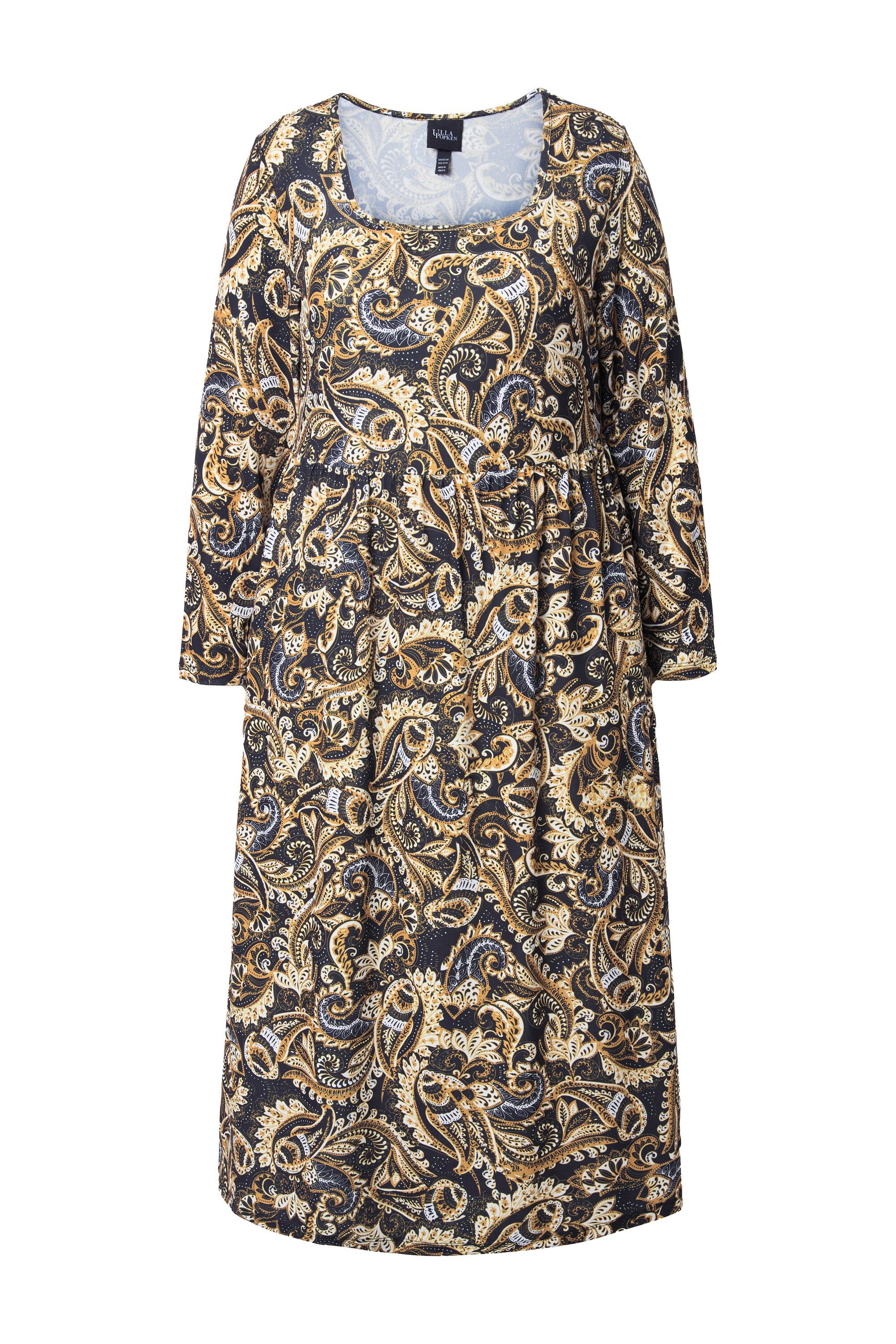 Ulla Popken Maxikleid Maxikleid Paisley A-Linie Carré-Ausschnitt Langarm günstig online kaufen