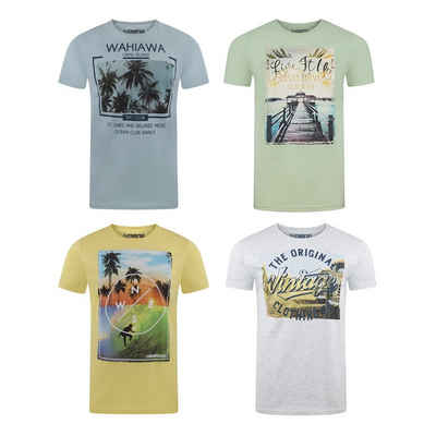 riverso T-Shirt Herren Fotoprintshirt RIVLukas Regular Fit (4-tlg) Kurzarm Tee Shirt mit Rundhalsausschnitt aus 100% Baumwolle