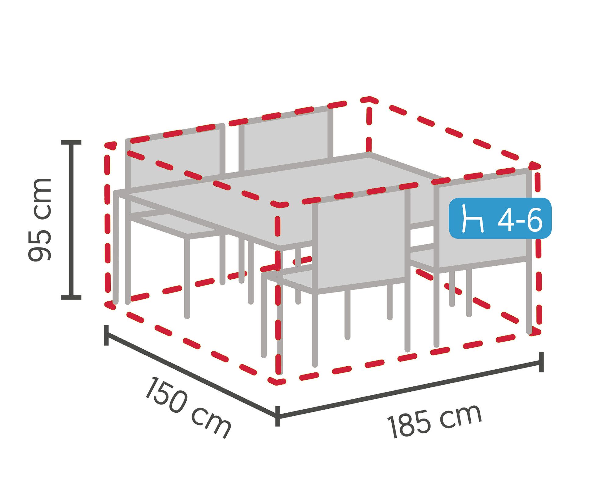 LC Garden Gartenmöbel-Schutzhülle Schutzhülle für Dining Sets S grau 185x150x95cm