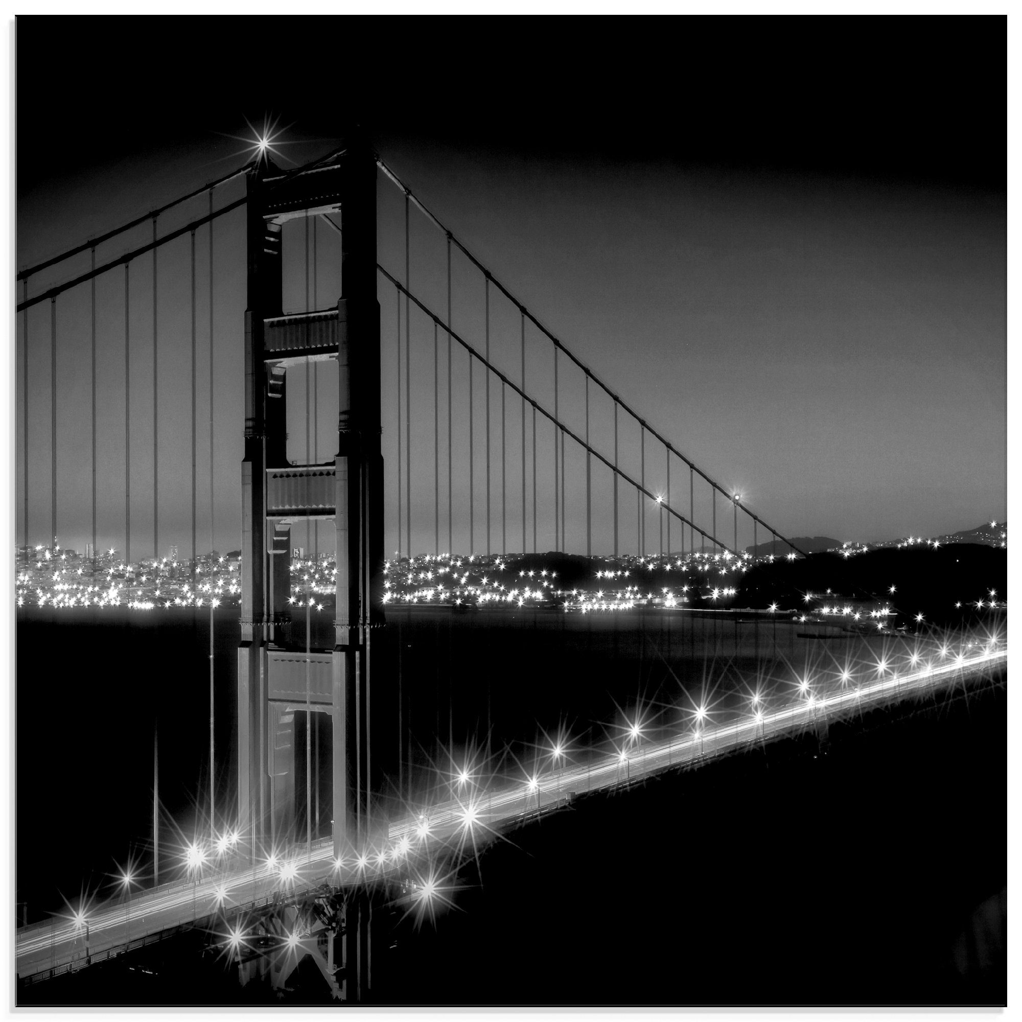 Artland Glasbild Golden Gate Bridge am Abend, Amerika (1 St), in verschiedenen Größen