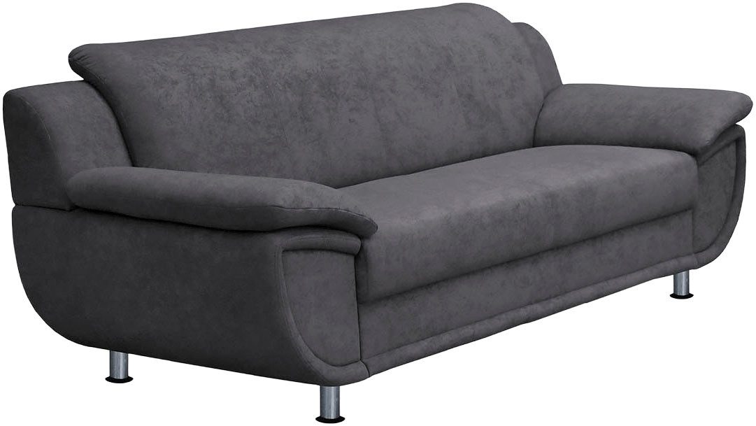 TRENDMANUFAKTUR 3-Sitzer Rondo 207 cm, 3-Sitzer, komfortabel, Federkern optional, Chromfüße, wahlweise mit Federkern, pflegeleichte Bezügen, Unser Dauertiefprei – Bild 3 von 5