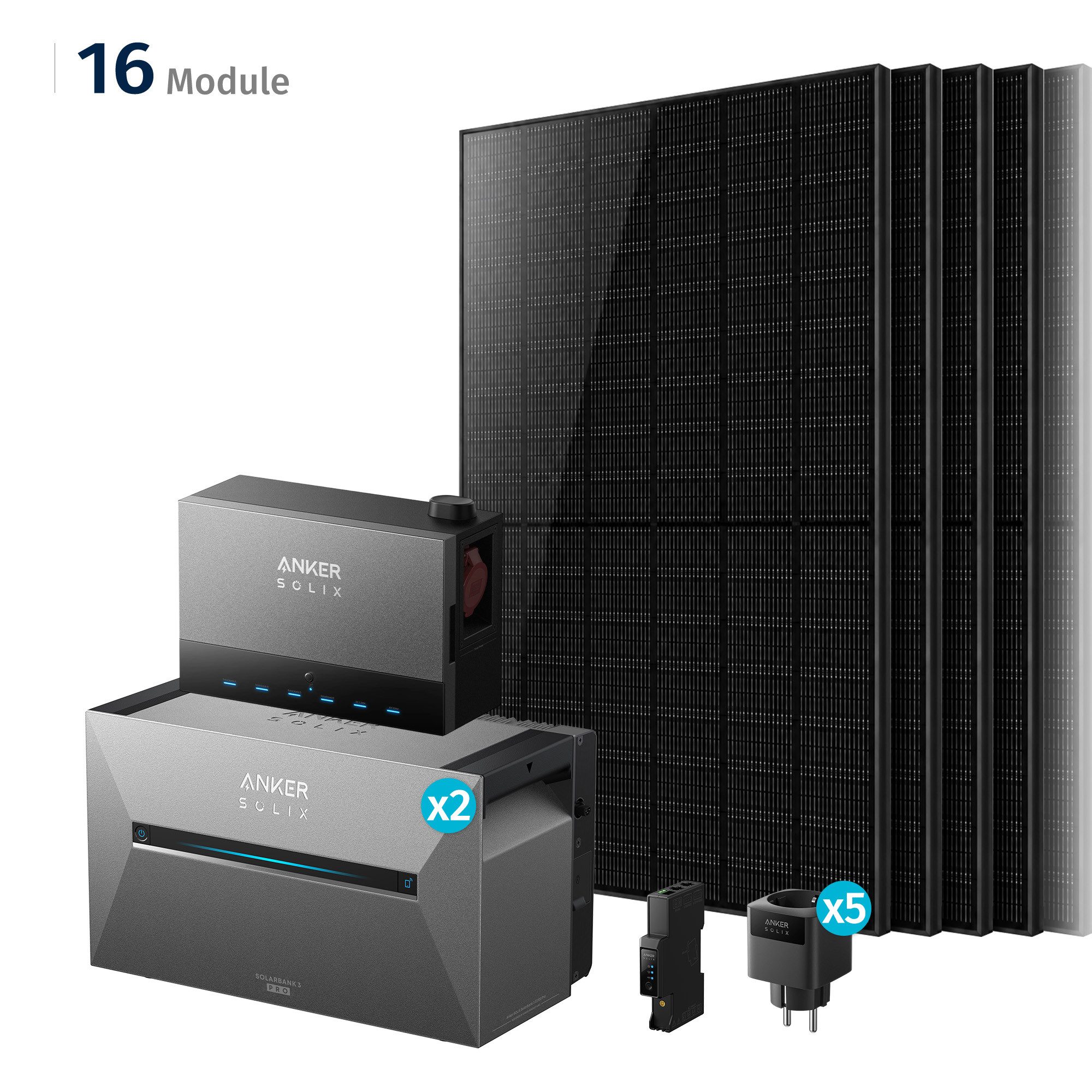 SolarMars Balkonkraftwerk mit Speicher 8000W mit Power Dock Solarbank Multisystem, (mit Anker Solix Solarbank 3 E2700 Pro und BP2700)
