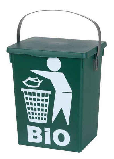 Biomülleimer BENTA, 5 Liter, Grün, Weiß, Kunststoff, mit Griff, ohne Einsatz, Abfalleimer