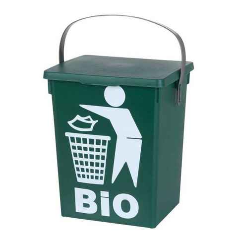 Biomülleimer BENTA, 5 Liter, Grün, Weiß, Kunststoff, mit Griff, ohne Einsatz, Abfalleimer