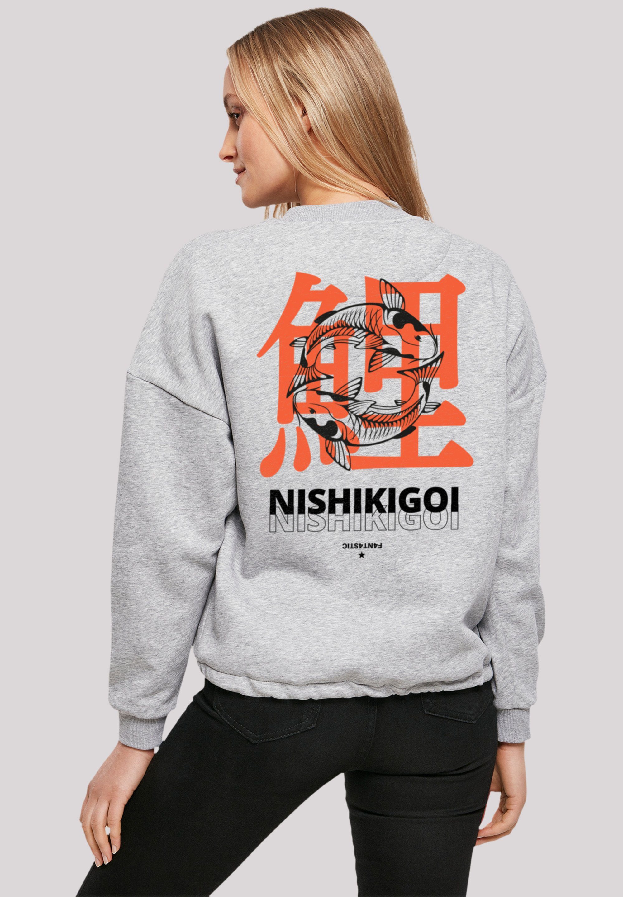 F4NT4STIC Sweatshirt Nishikigoi Koi Japan Print heather grey