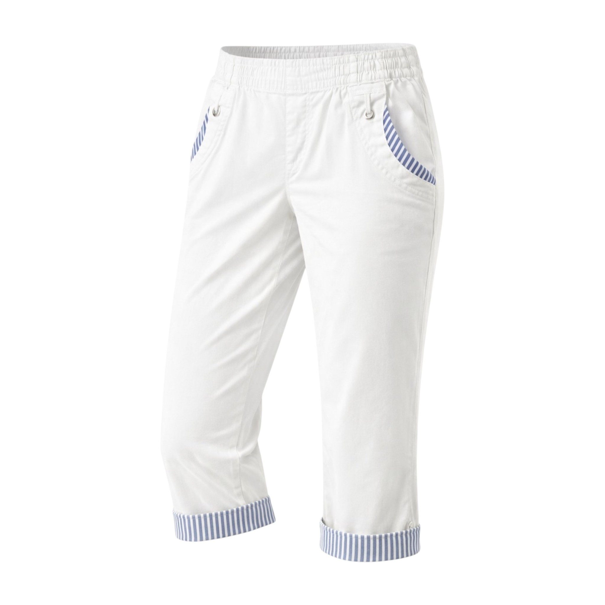 OriginalYou Caprihose Damen Sommerhose aus 95% Baumwolle 7/8 Freizeithose maritimer Look & Beinumschlag, in den Größen 36 bis 50 erhältlich