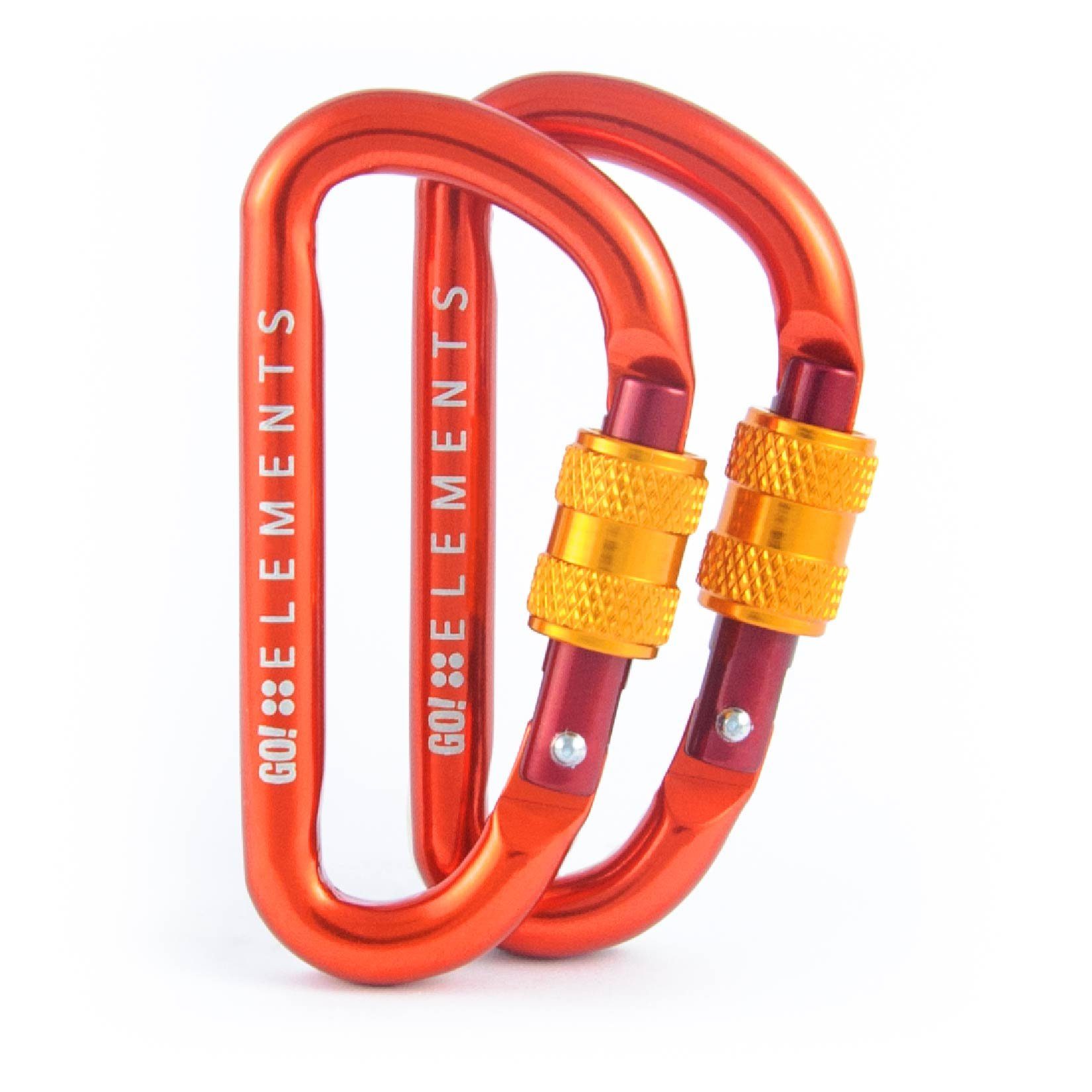 GO!elements Karabiner Micro 6, (2Stück), Schlüsselanhänger Mini Karabinerhaken klein mit Schraubverschluss