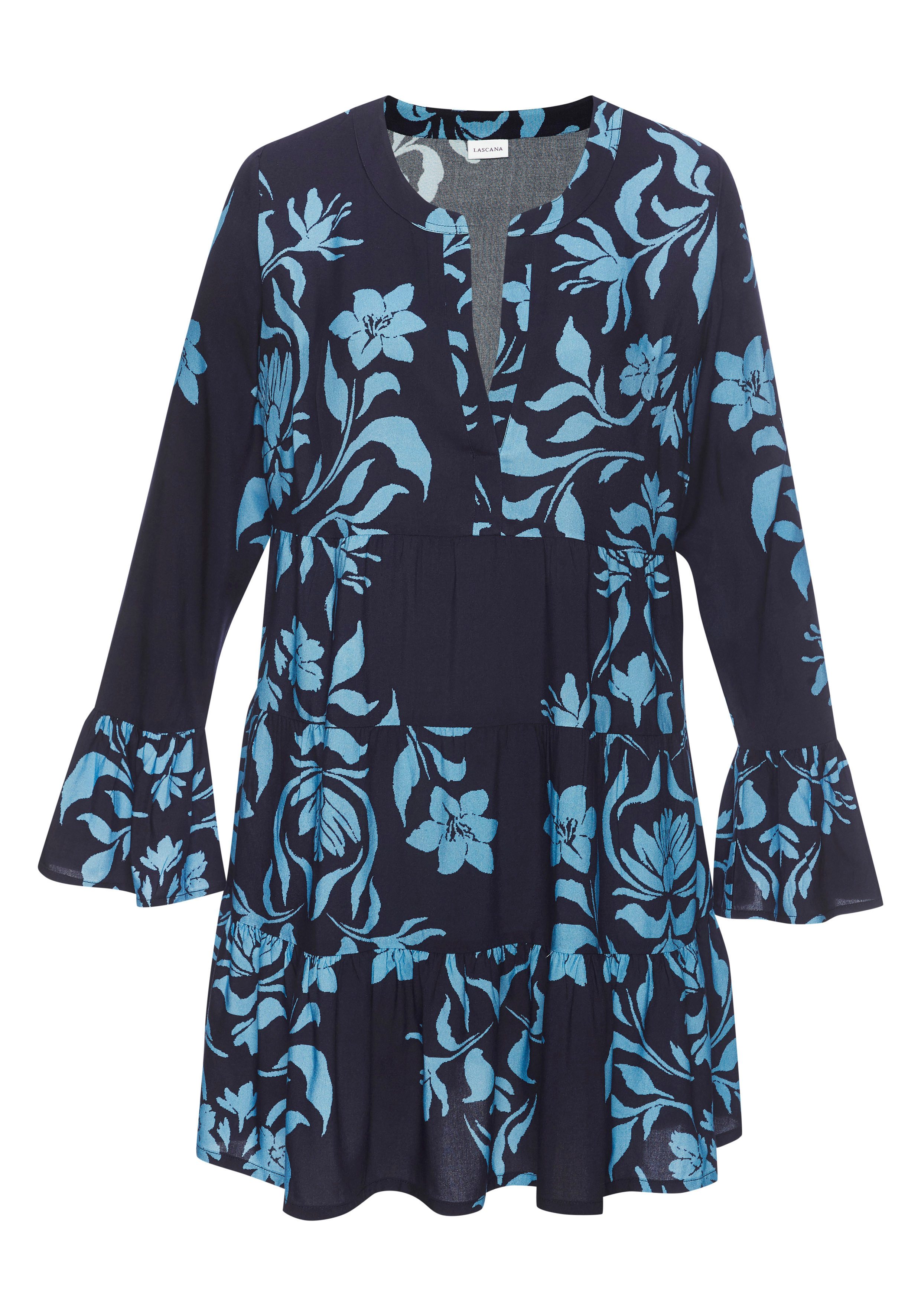 LASCANA Strandkleid mit Blumendruck in weiter Passform, Sommerkleid mit langen Ärmeln. € 49,99