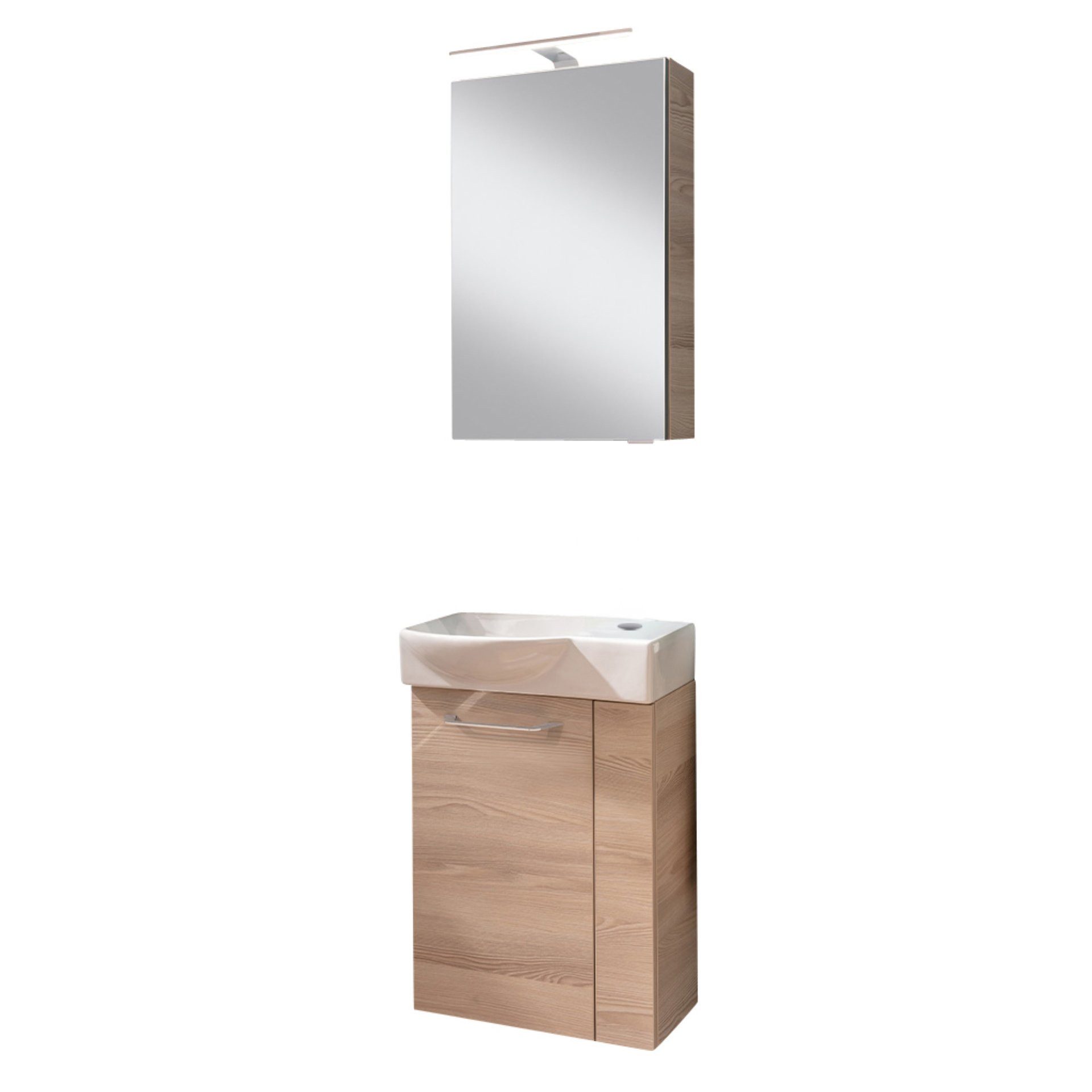 FACKELMANN Badmöbel-Set Gäste-WC-Set, Waschtisch-Set, Spiegelschrank, Waschbeckenunterschrank
