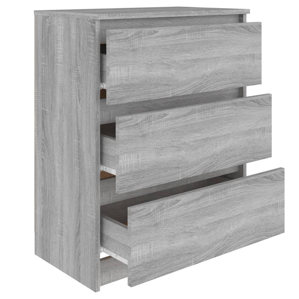 furnicato Sideboard mit 3 Schubladen 60 x 35 x 76 cm Grau Sonoma (1 St), Geräumiger Konsolenschrank mit 3 Schubladen und Ablagefläche – Bild 5 von 5