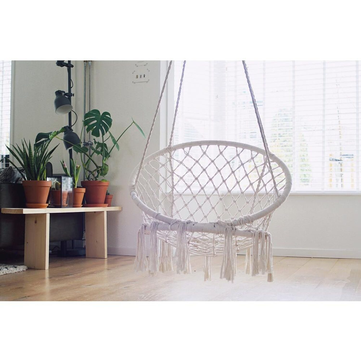 Hängesessel 4x Hängesitz 'BOHO' Hängestuhl weiß Hängeschaukel Hängesessel