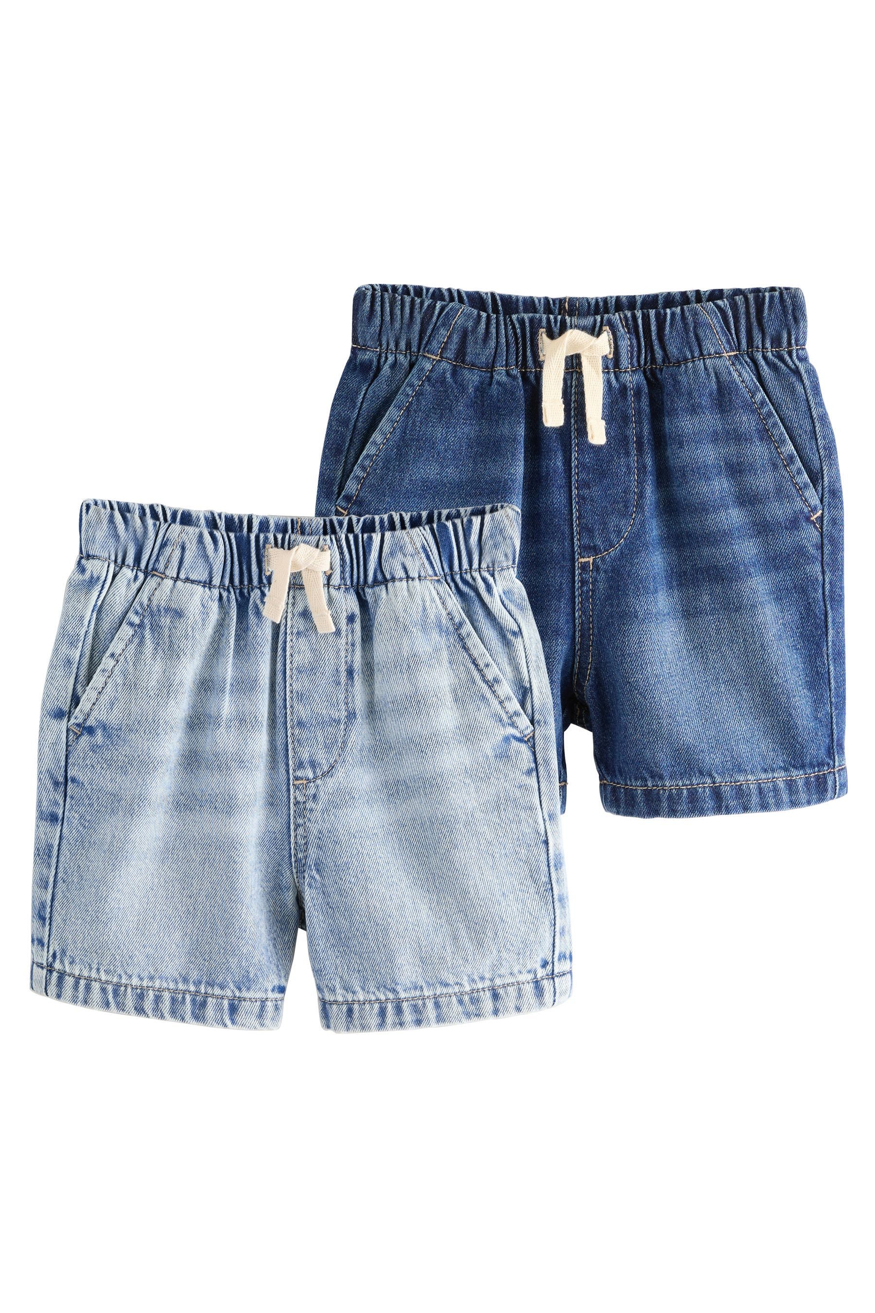 Shorts Denim-Shorts 100 % Baumwolle Gummibund, 2er-Pack