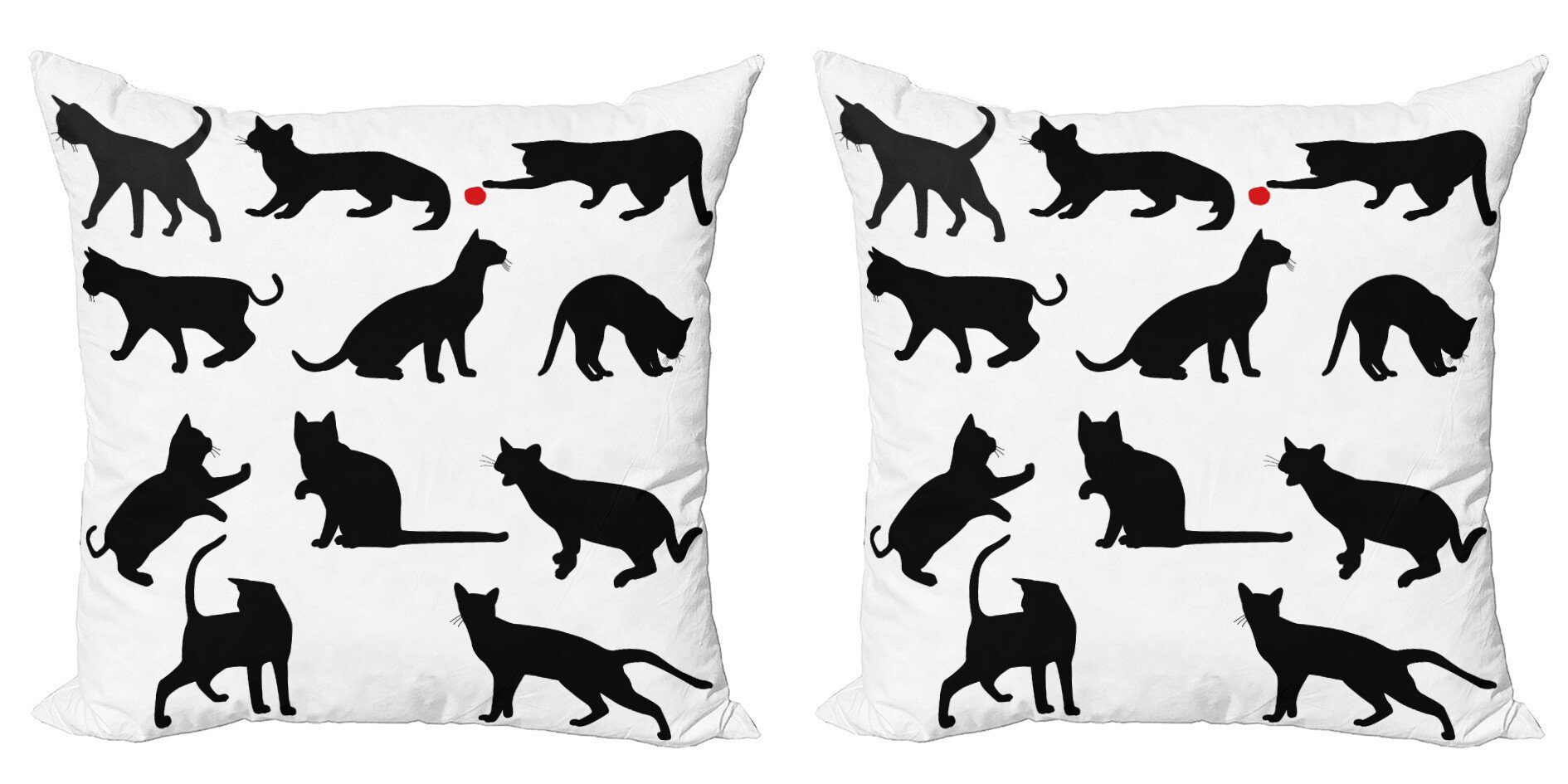 (2 Ball-Tier-Haustier-Kätzchen Accent Abakuhaus Red Doppelseitiger Digitaldruck, Modern Katze Stück), Kissenbezüge