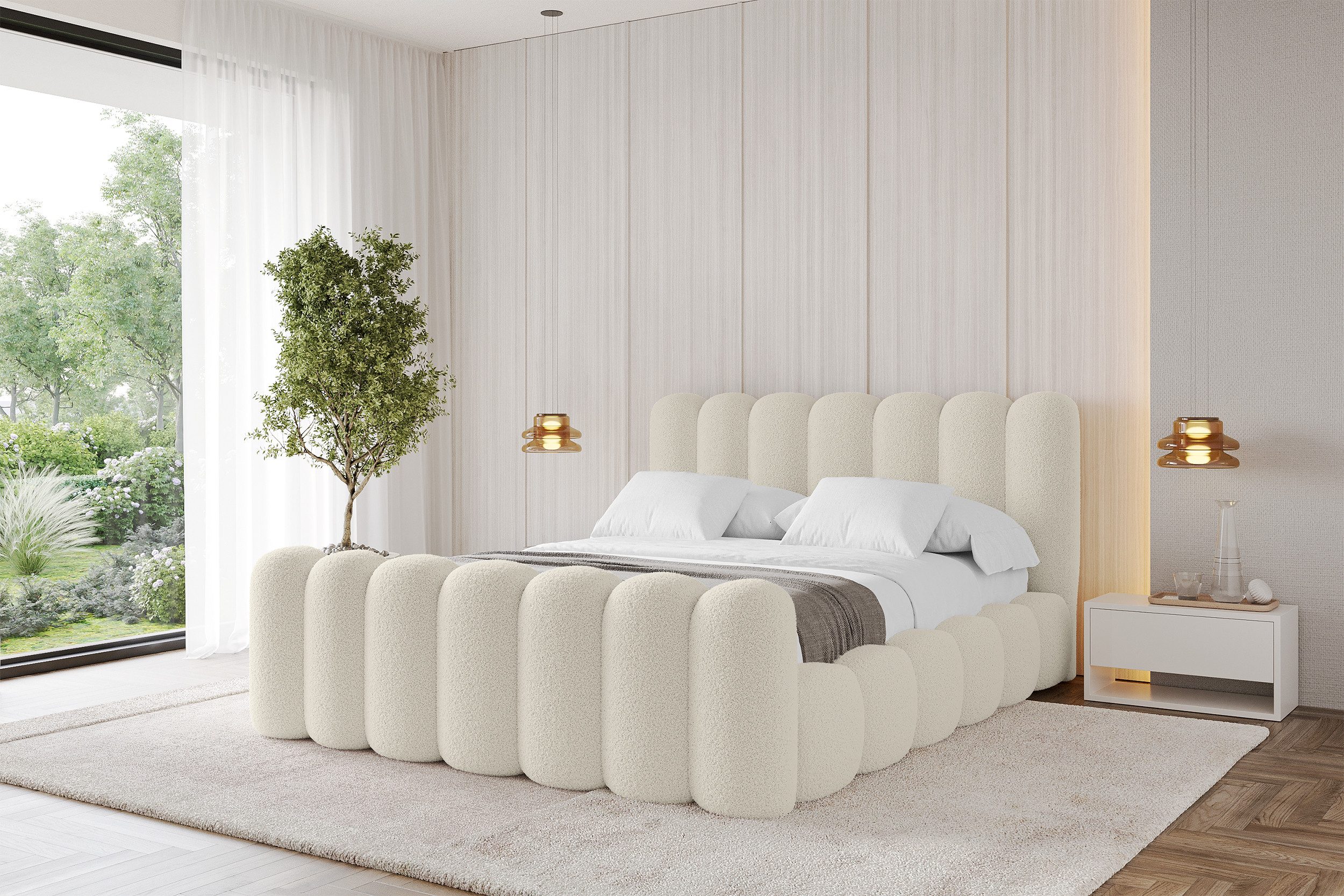 ALTDECOR Polsterbett SENA-Z (Polsterbett mit Bettkasten und Lattenrost, Boxbett ohne Matratze), Doppelbett mit Stauraum, Bett mit Kopfteil