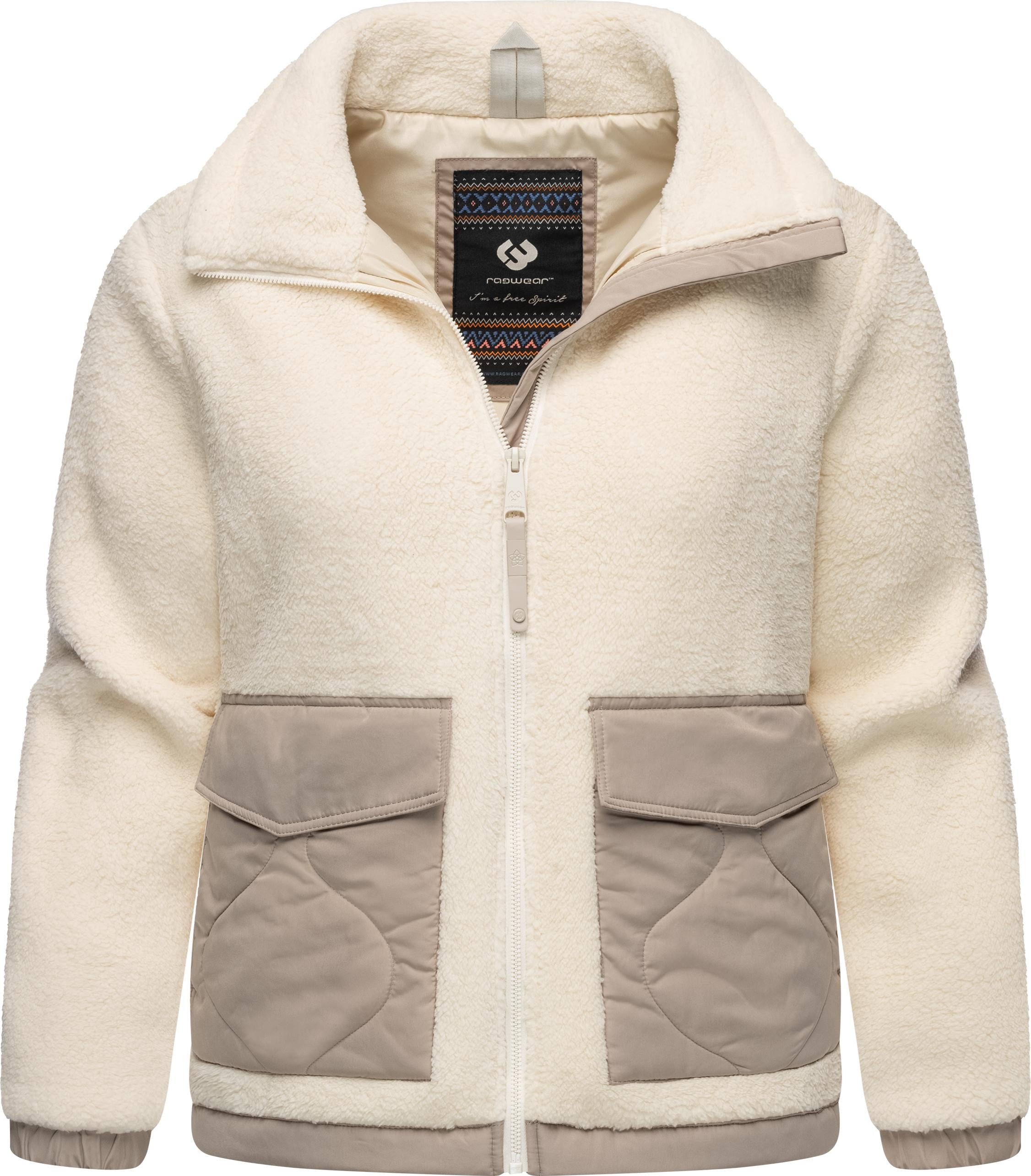 Ragwear Plüschjacke Arctika Flauschige Übergangsjacke aus Teddyfleece