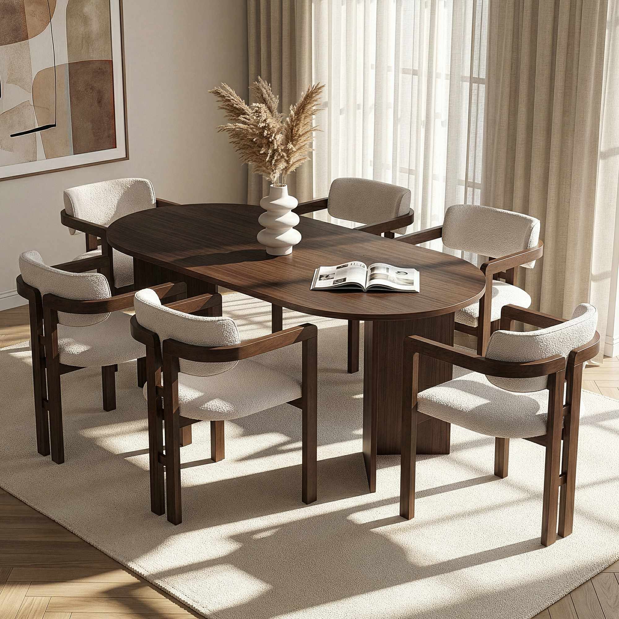 Skye Decor Essgruppe Sablin Boho Set, (Set, 7-tlg., 1 Tish, 6 Stühle), bestehend aus 6 Stühl und 1 Tish Modernes Esszimmer Set