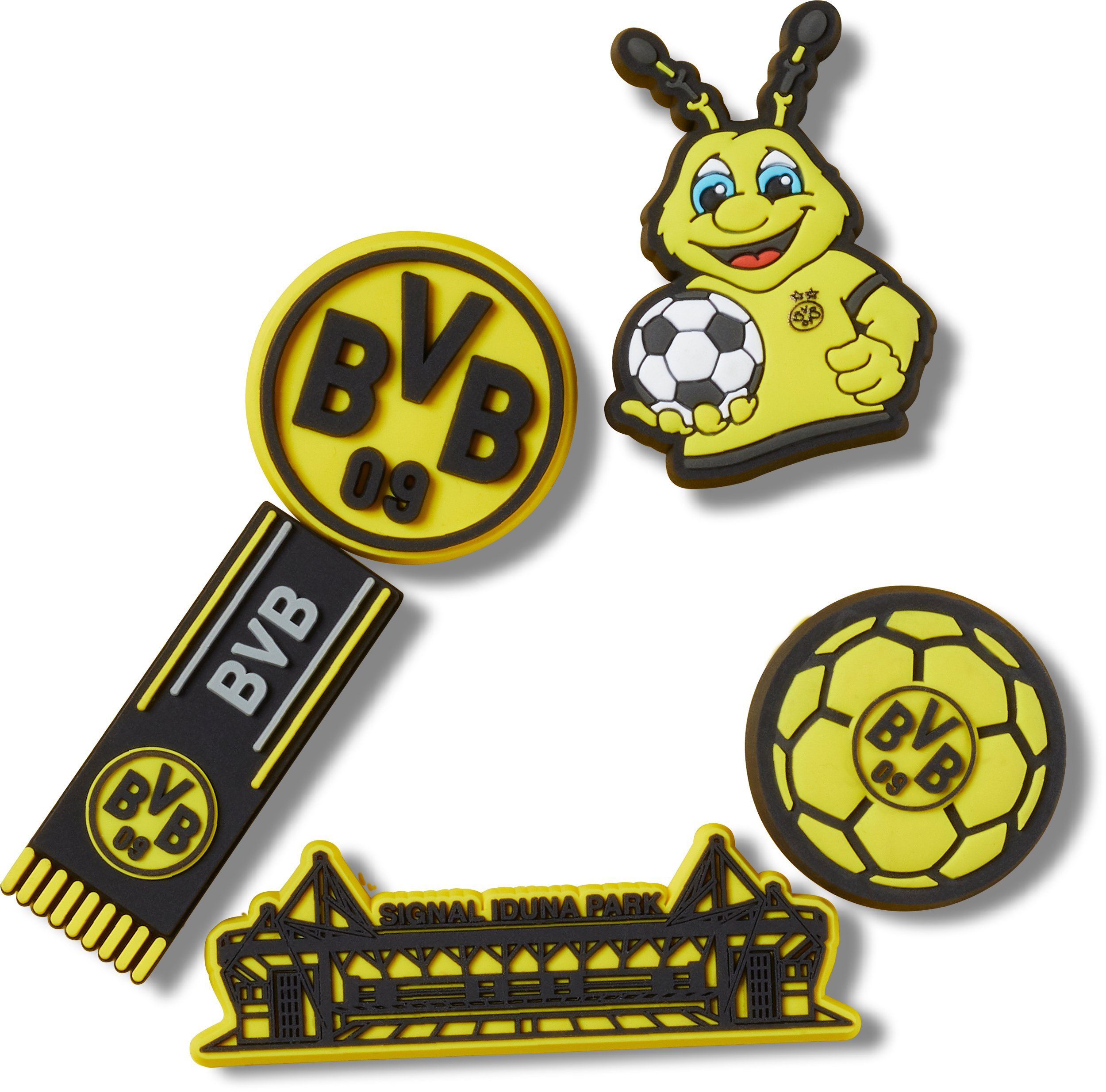 Crocs Schuhanstecker Jibbitz™ BVB (Fußball Borussia Dortmund) (Set, 5-tlg., Kein  Spielzeug. Nicht für Kinder unter 3 Jahren geeignet), mit verschiedenen BVB  Motiven