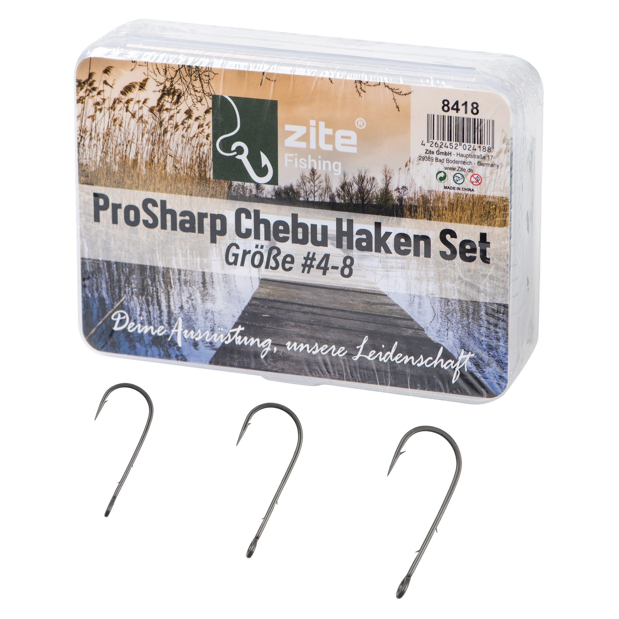 Jighaken Chebu Angelhaken Set Gr. #4-#8 30tlg Teflon beschichtet Baitholder