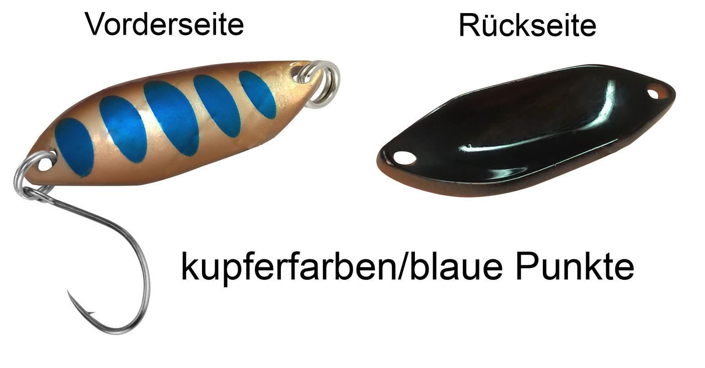kupferfarben/blaue Punkte