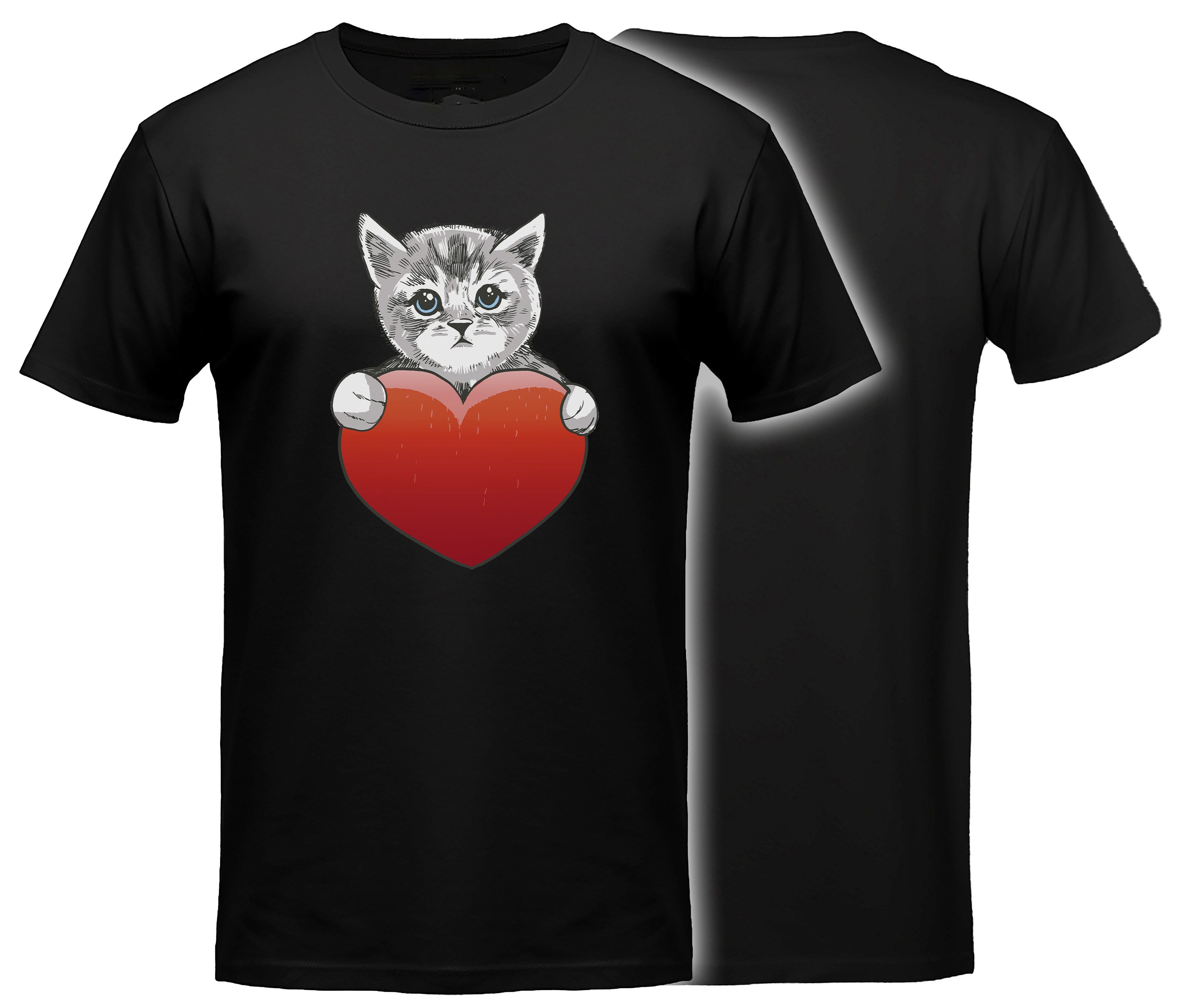 T-Shirt Katze mit Herz print Shirt