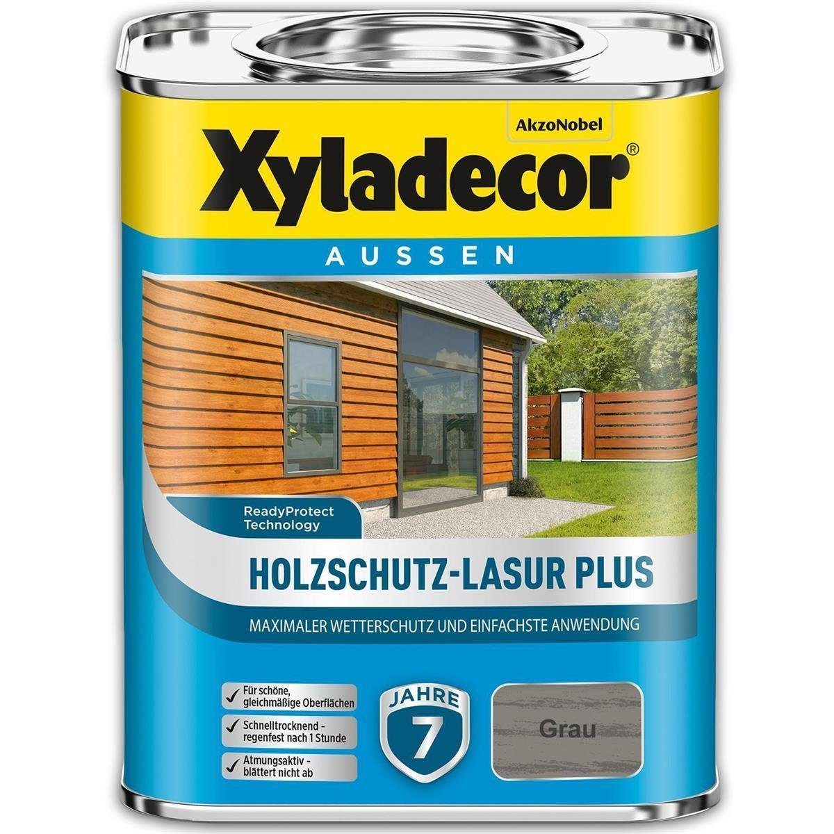 Xyladecor  Holzschutzlasur Holzschutz-Lasur PLUS 4 l Außen Imprägnierung Langzeit Grau