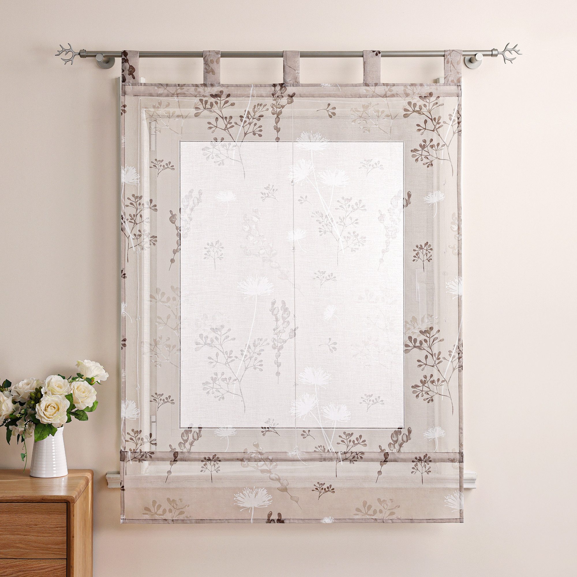 Joyswahl Raffrollo, mit Schlaufen, Leinenoptik, Landhaus Küche Gardine günstig online kaufen