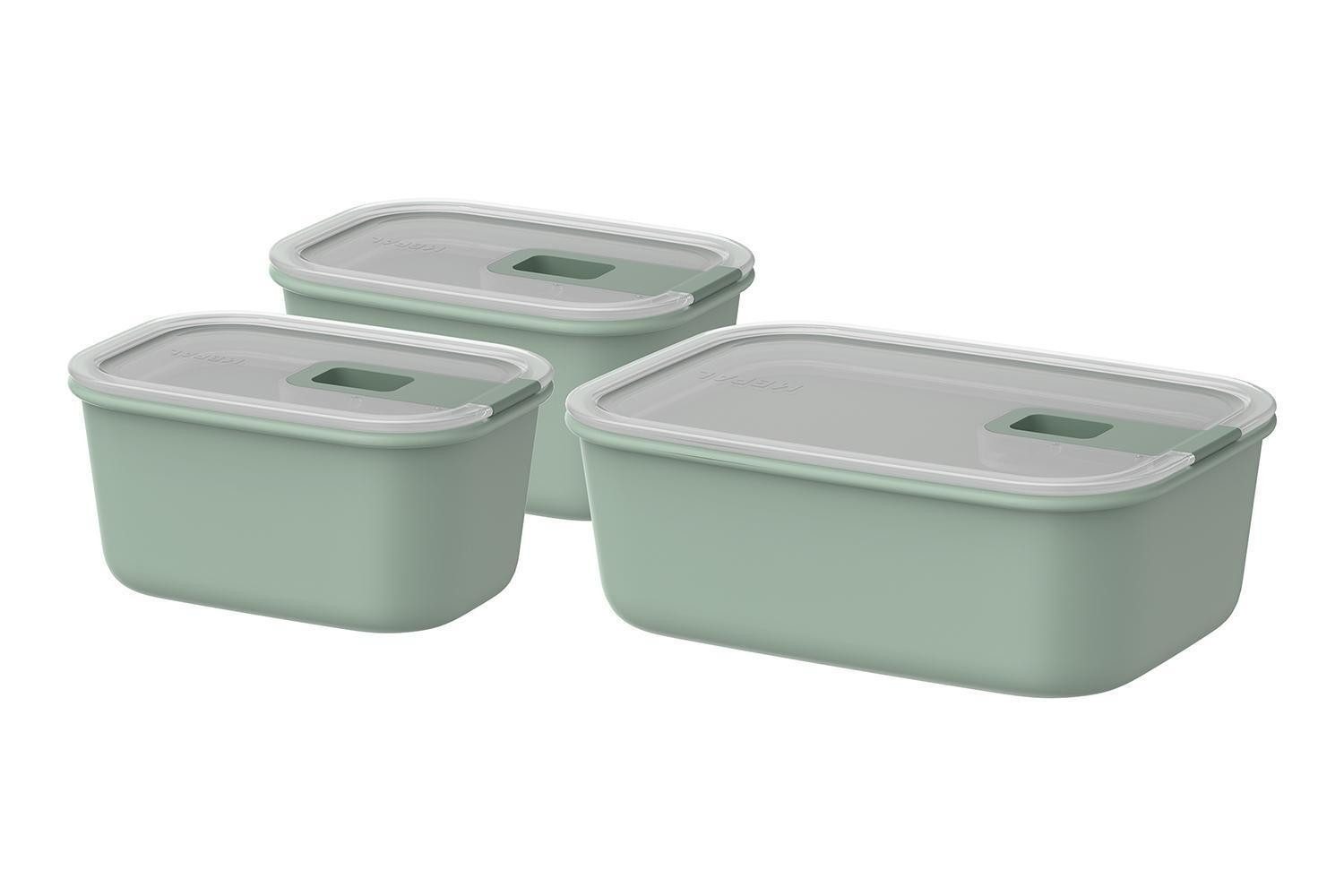 Mepal Aufbewahrungsschüssel Frischhaltedosen-Set 3-teilig EASYCLIP, Grün, Kunststoff, 1x 1000 ml, 2x 450 ml, Auslaufsicher, Luftdicht